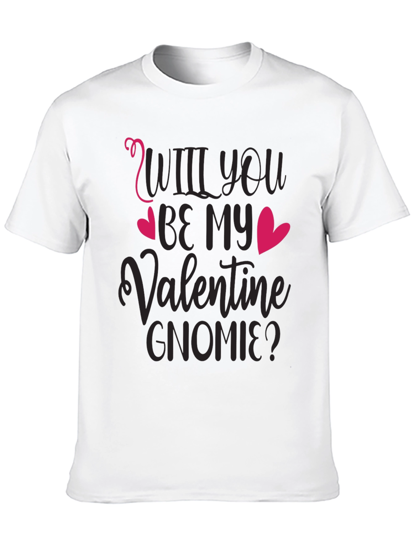 Will You Be My Valentine Gnomie Black T-Shirt