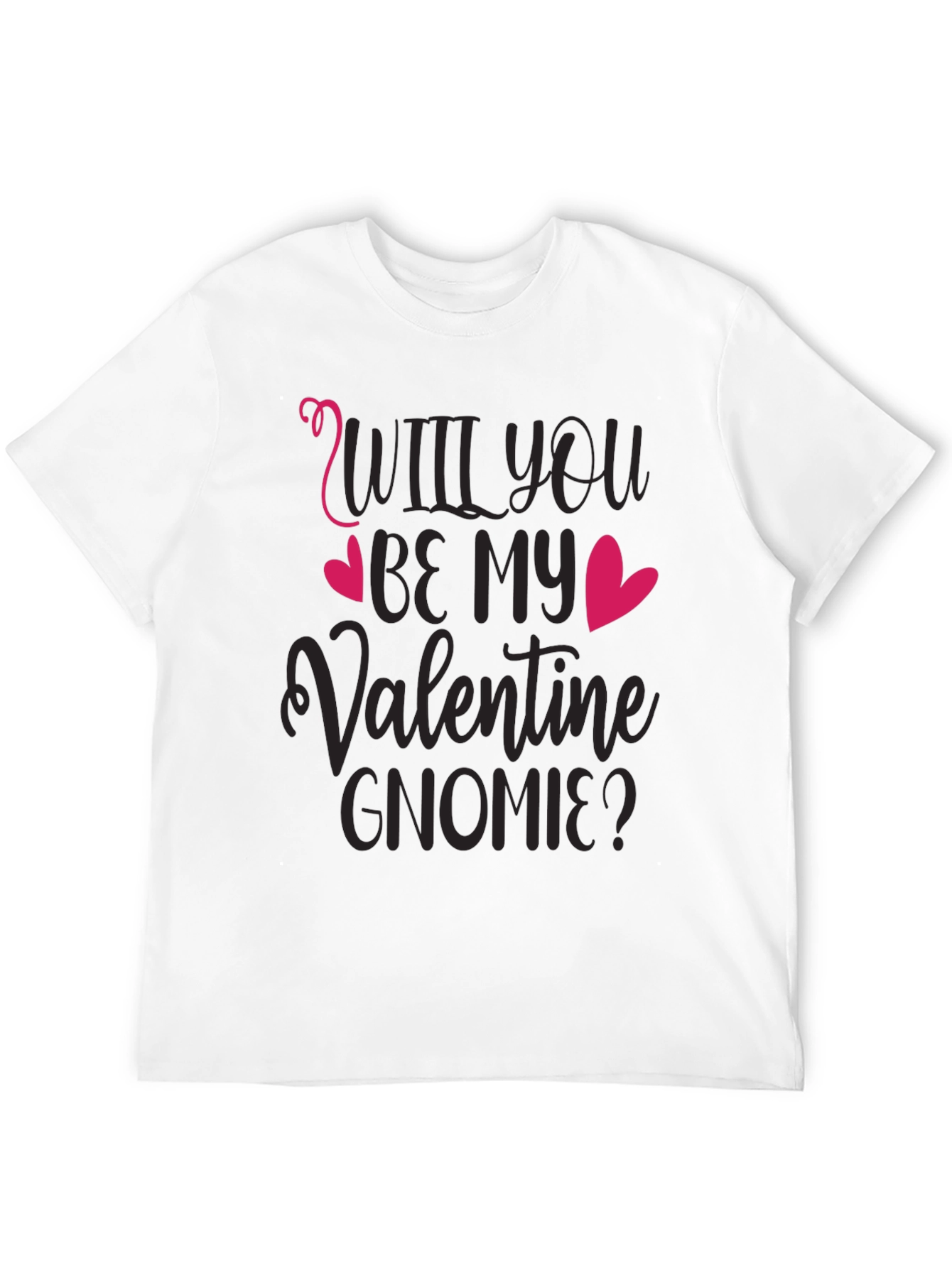 Will You Be My Valentine Gnomie Black T-Shirt