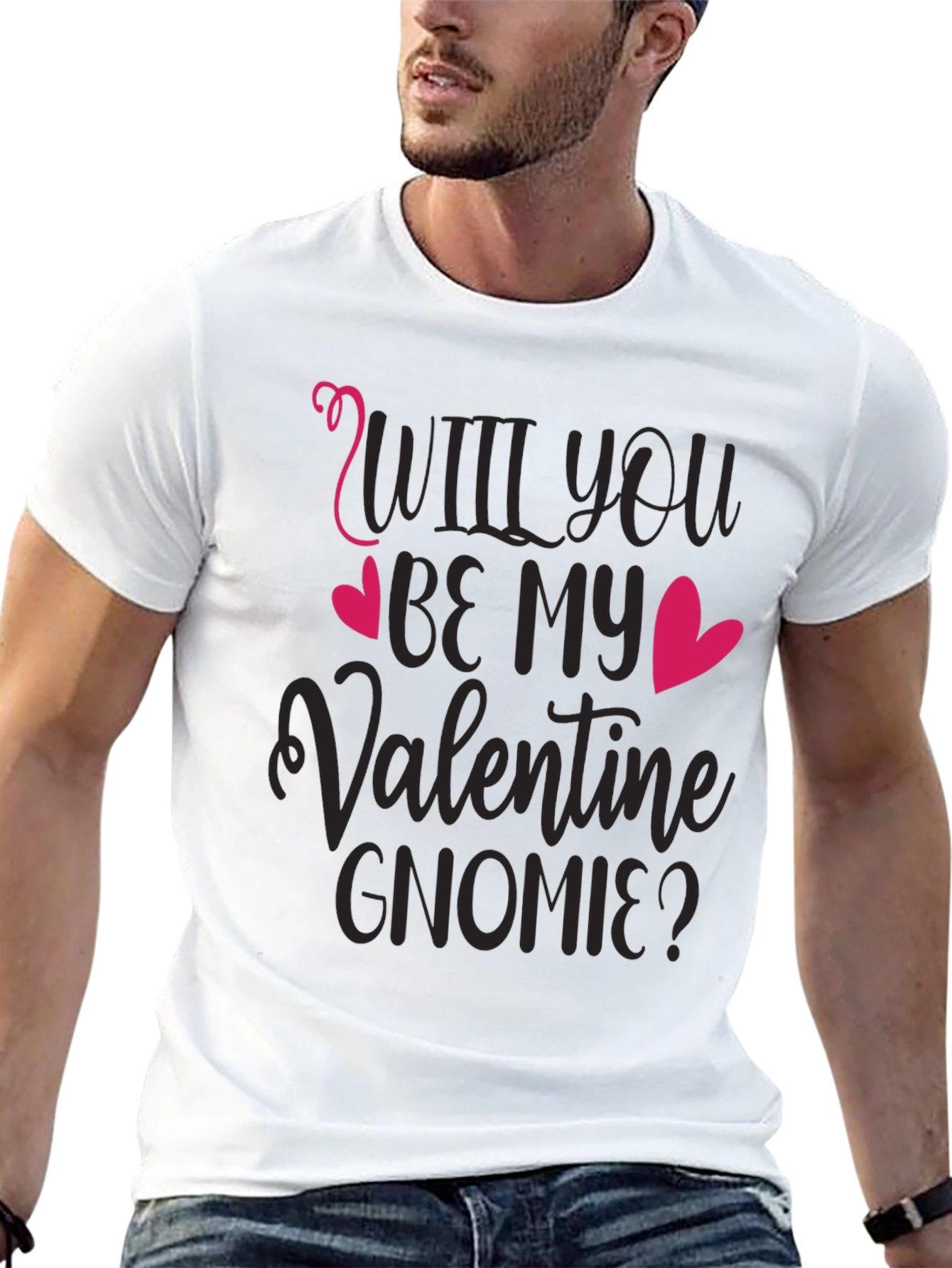 Will You Be My Valentine Gnomie Black T-Shirt