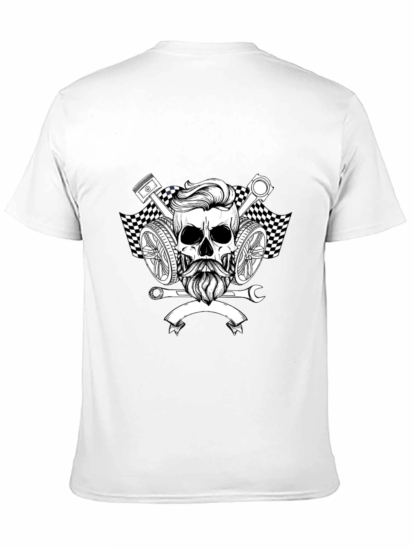 Mens Black Graphic Tee - Skull Mechanic