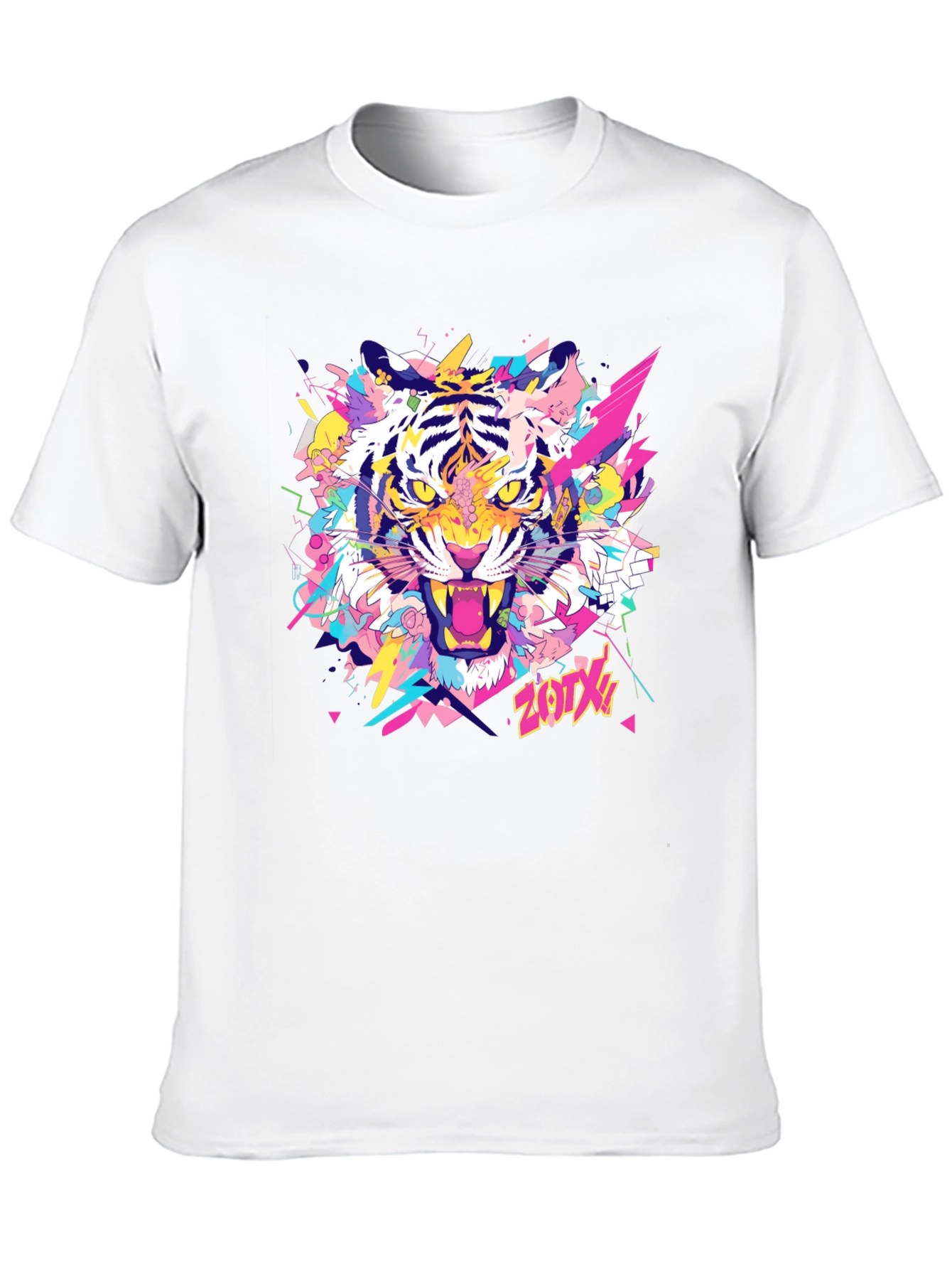 Vibrant Tiger Graphic Tee - Stylish Black Cotton T-Shirt