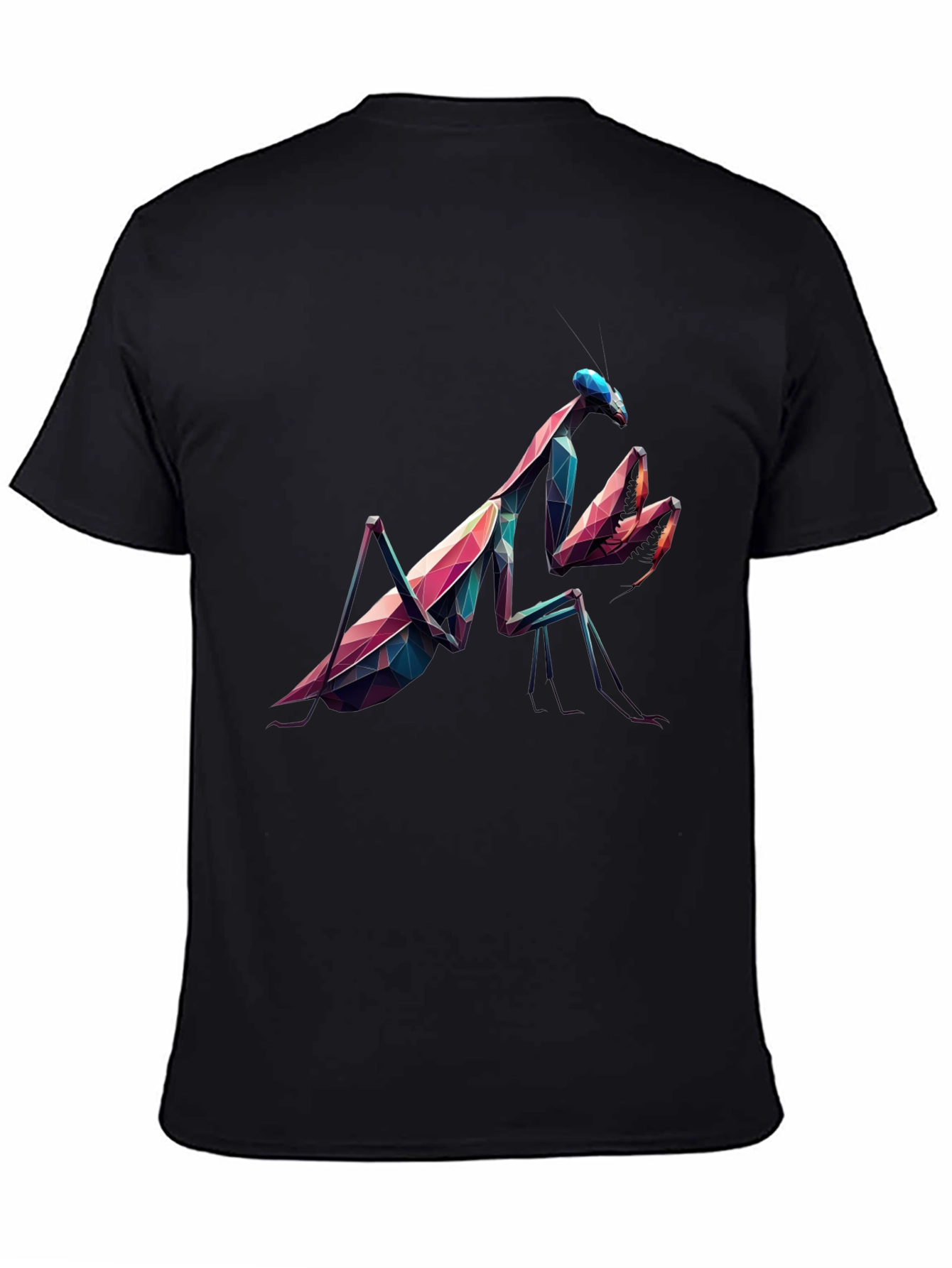 Geometric Praying Mantis Black T-Shirt