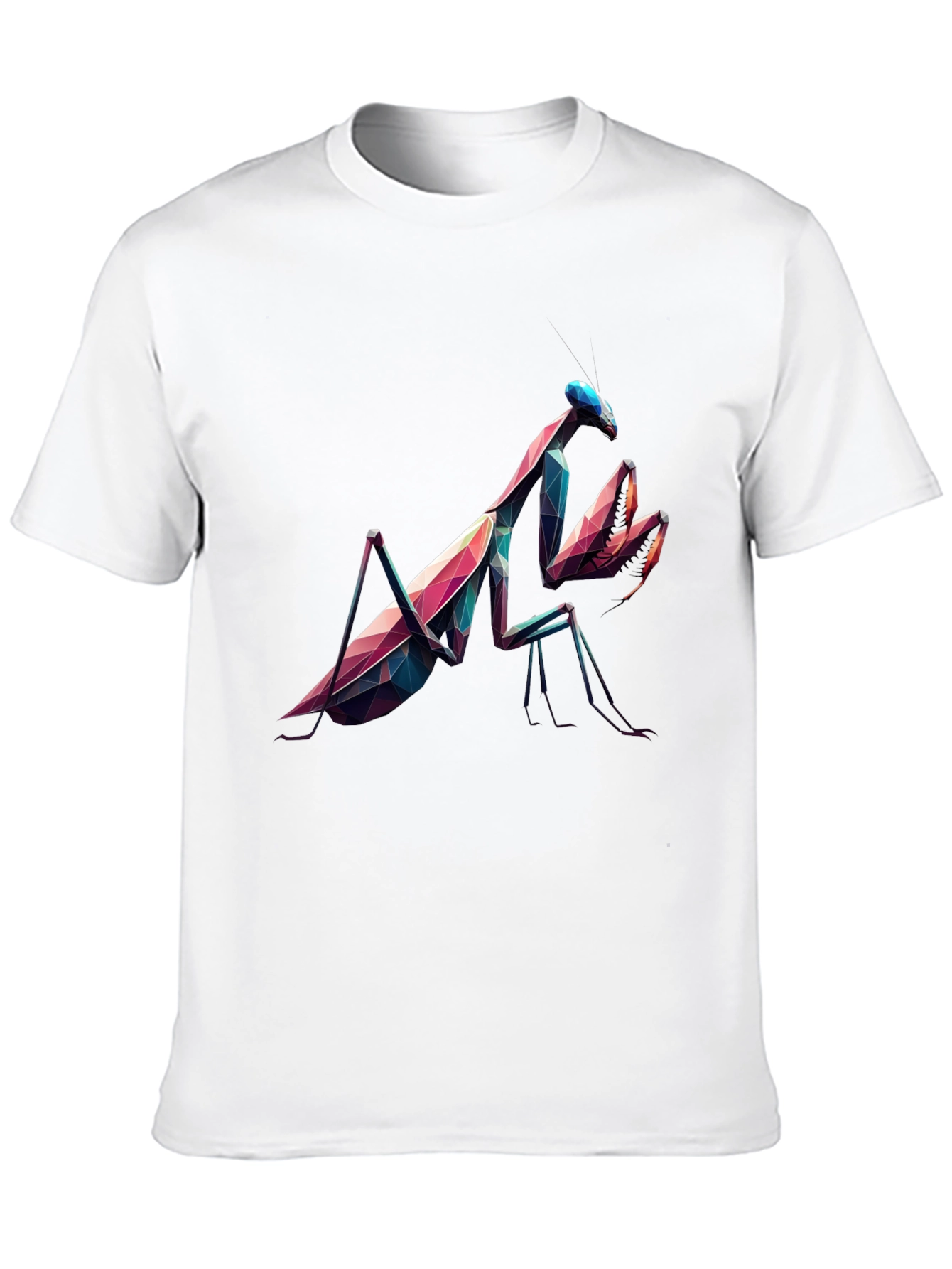 Geometric Praying Mantis Black T-Shirt