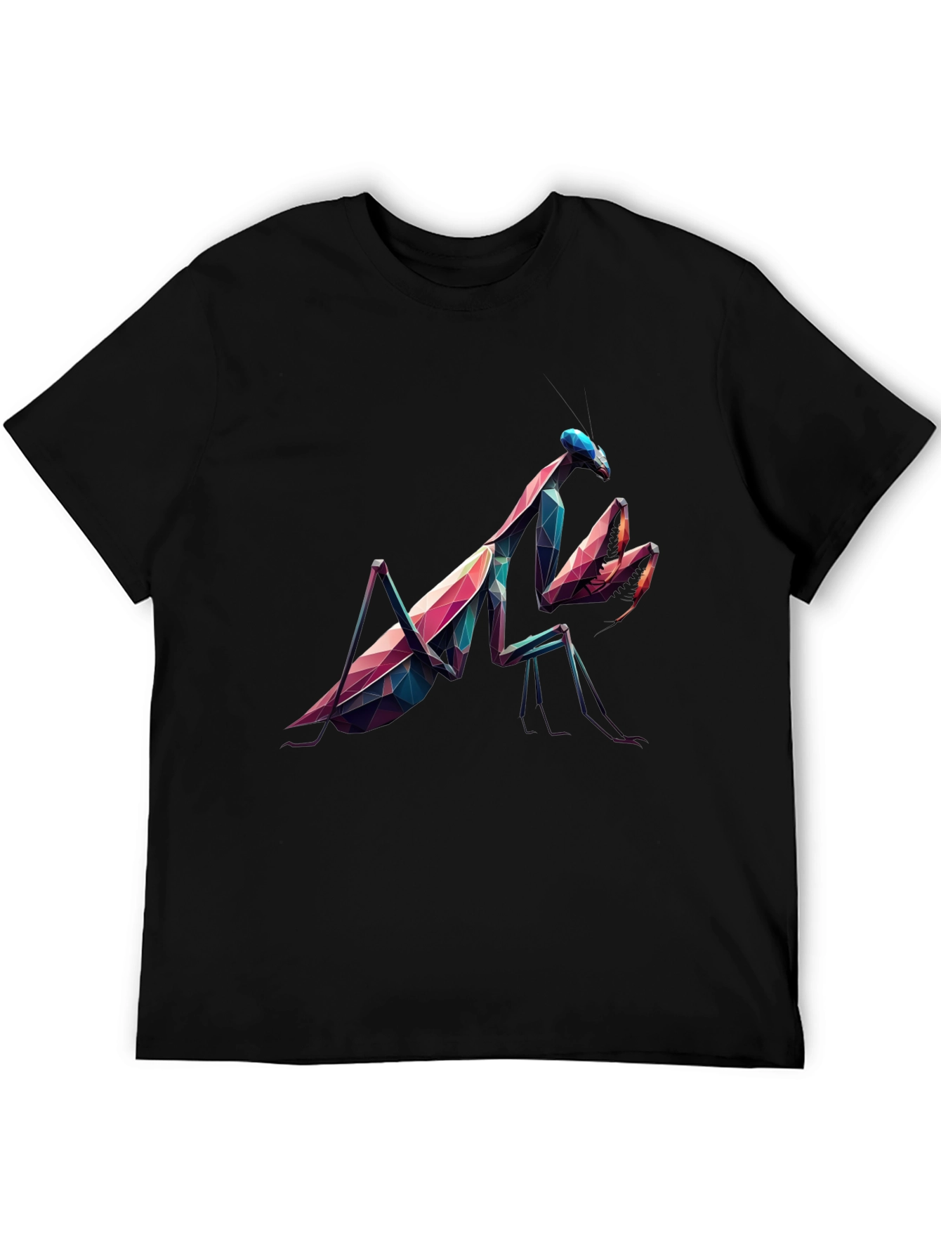 Geometric Praying Mantis Black T-Shirt