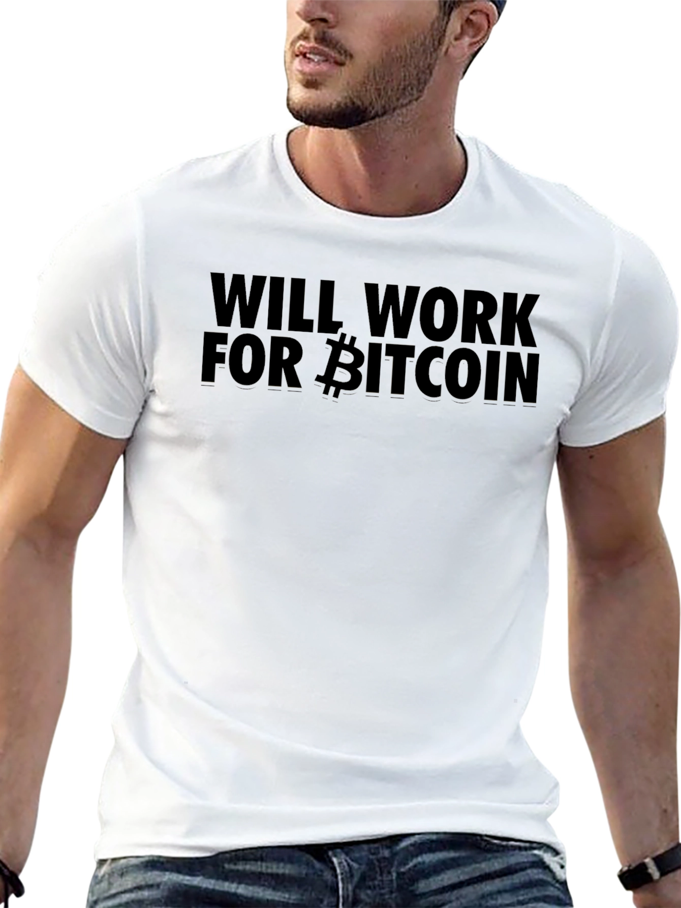 Will Work For Bitcoin Black T-Shirt