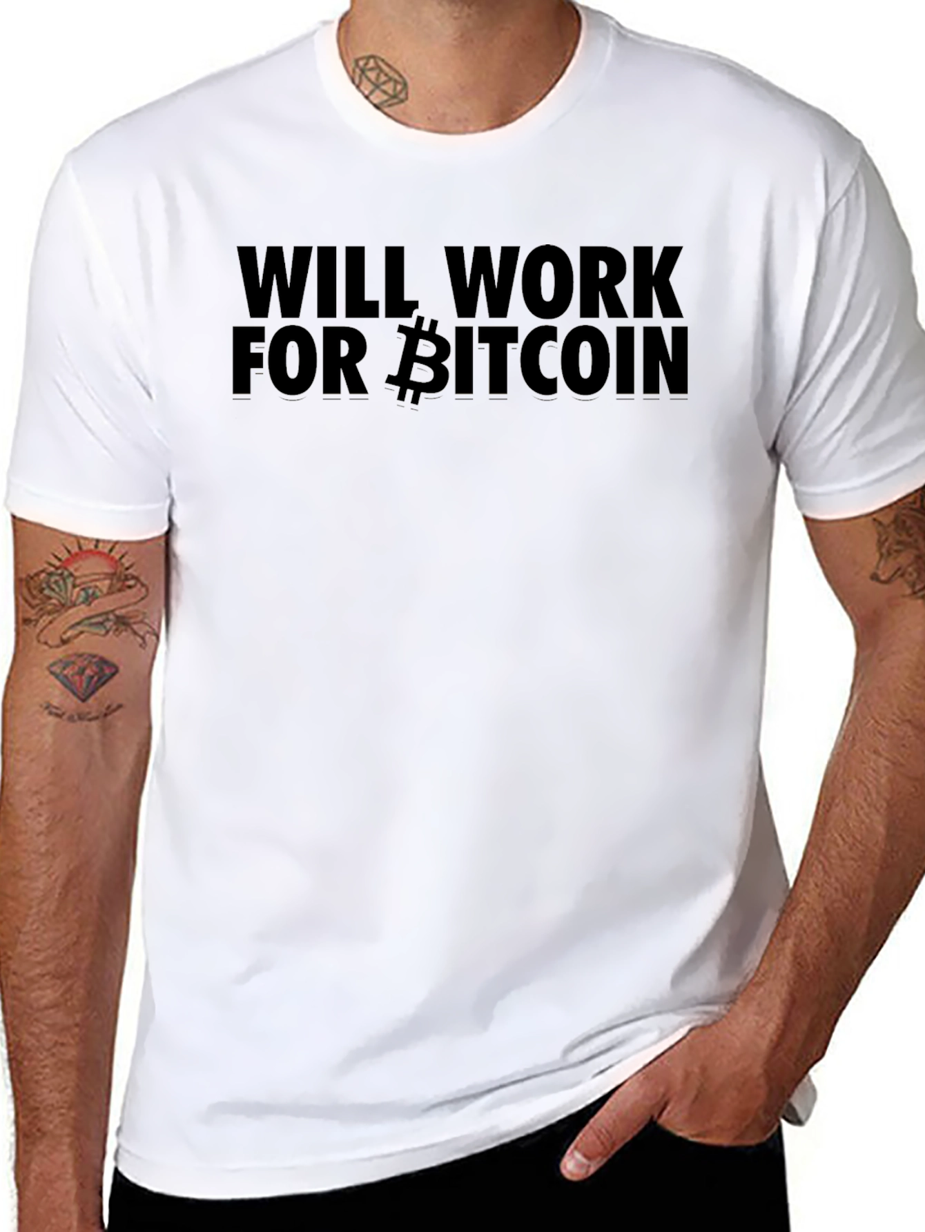 Will Work For Bitcoin Black T-Shirt
