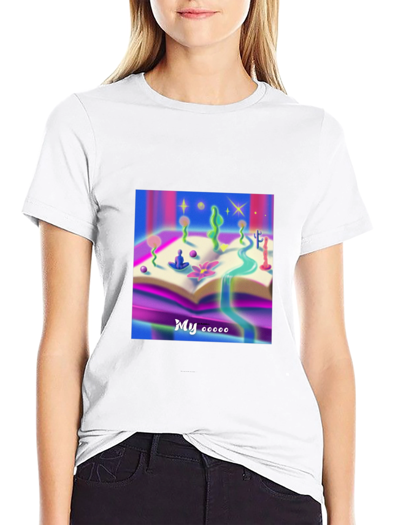 Mystical Bookscape Graphic Tee - Black
