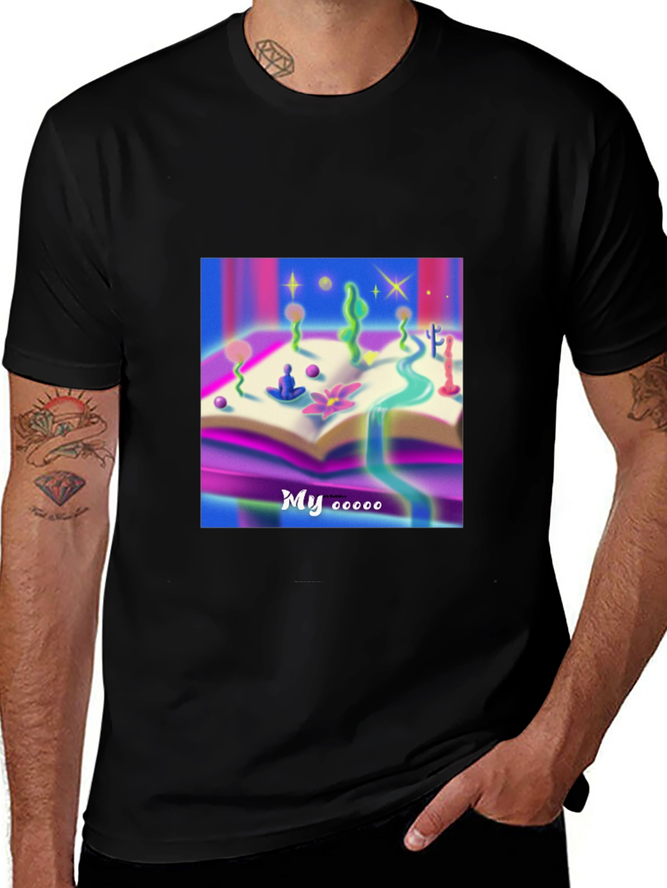 Mystical Bookscape Graphic Tee - Black