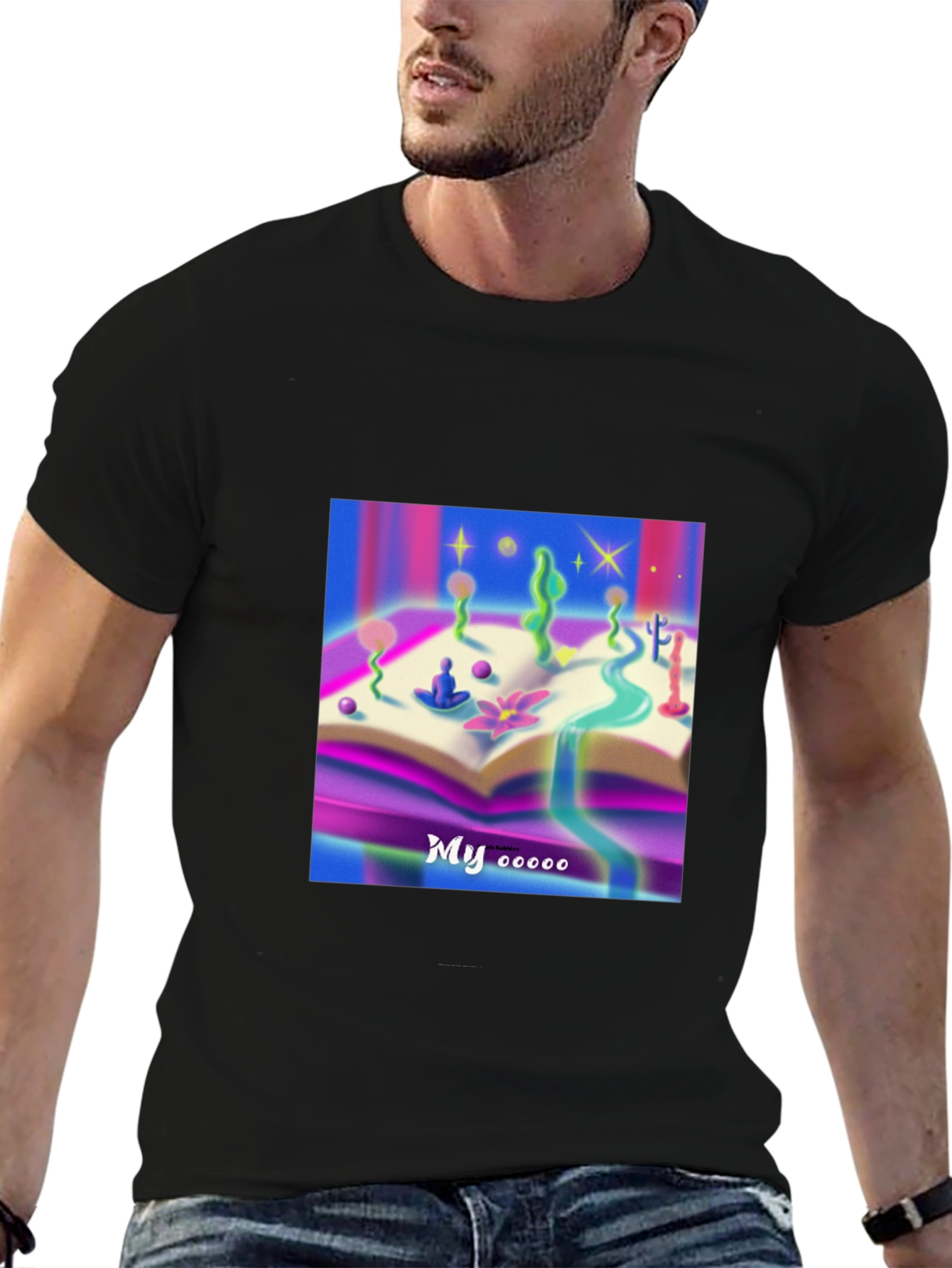 Mystical Bookscape Graphic Tee - Black