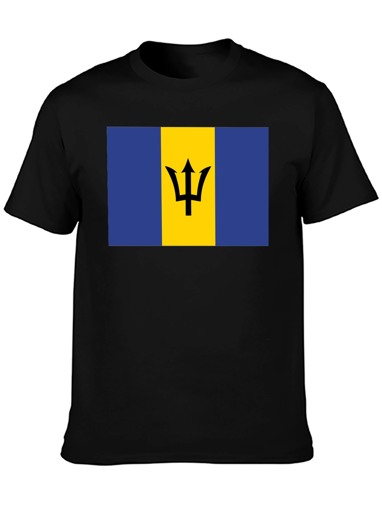 Barbados Flag T-Shirt - Black Crew Neck Tee