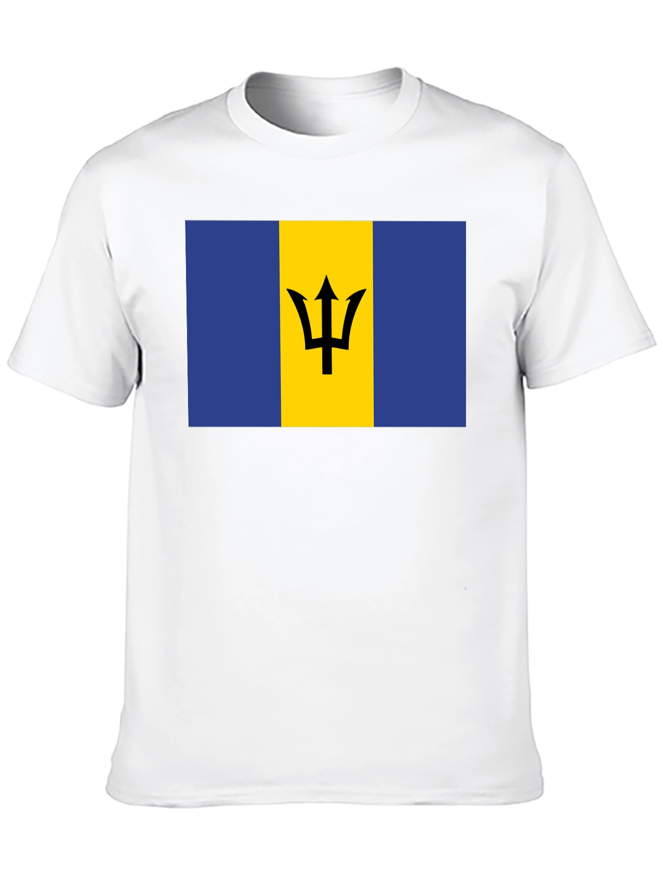 Barbados Flag T-Shirt - Black Crew Neck Tee