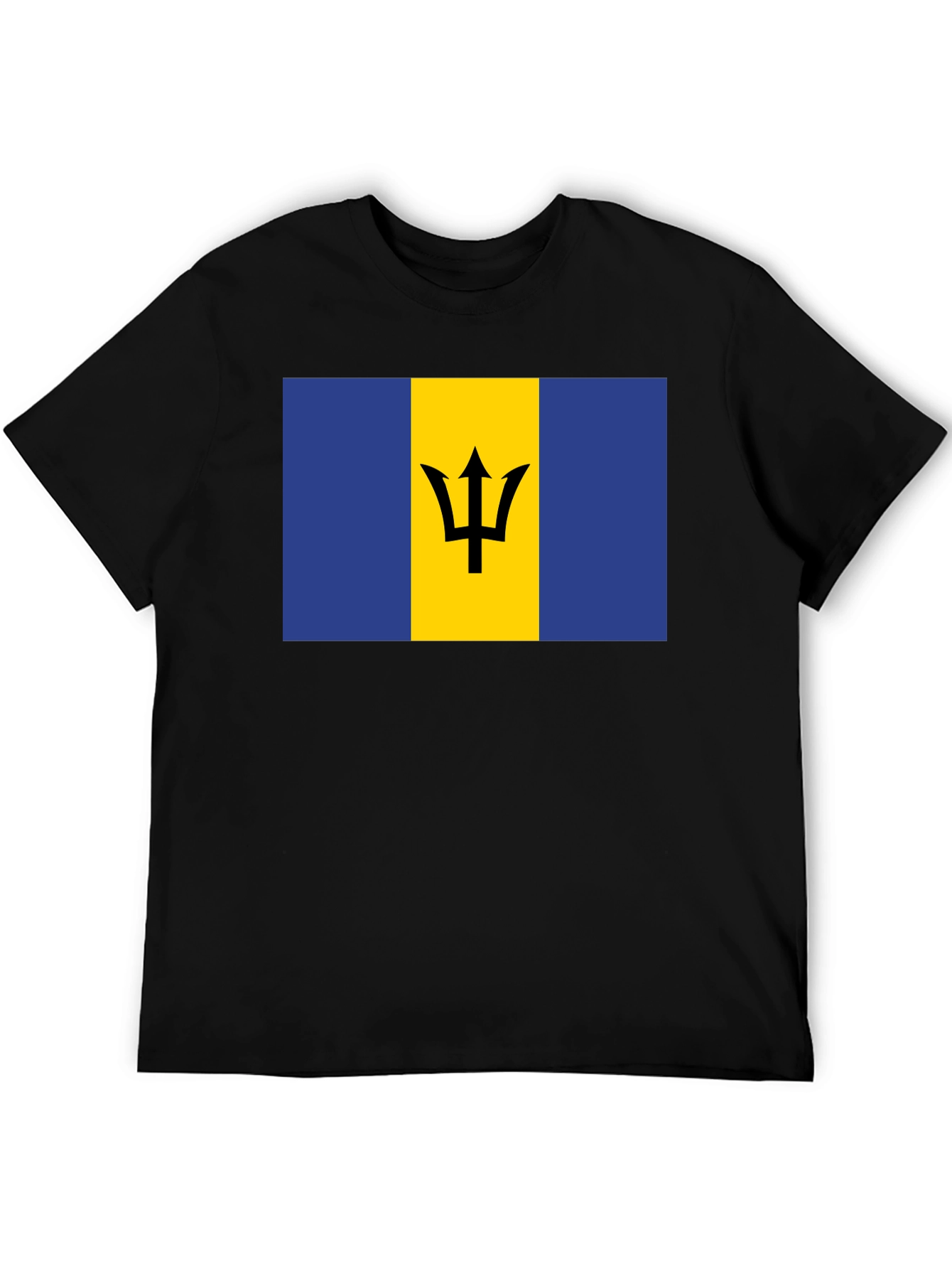 Barbados Flag T-Shirt - Black Crew Neck Tee