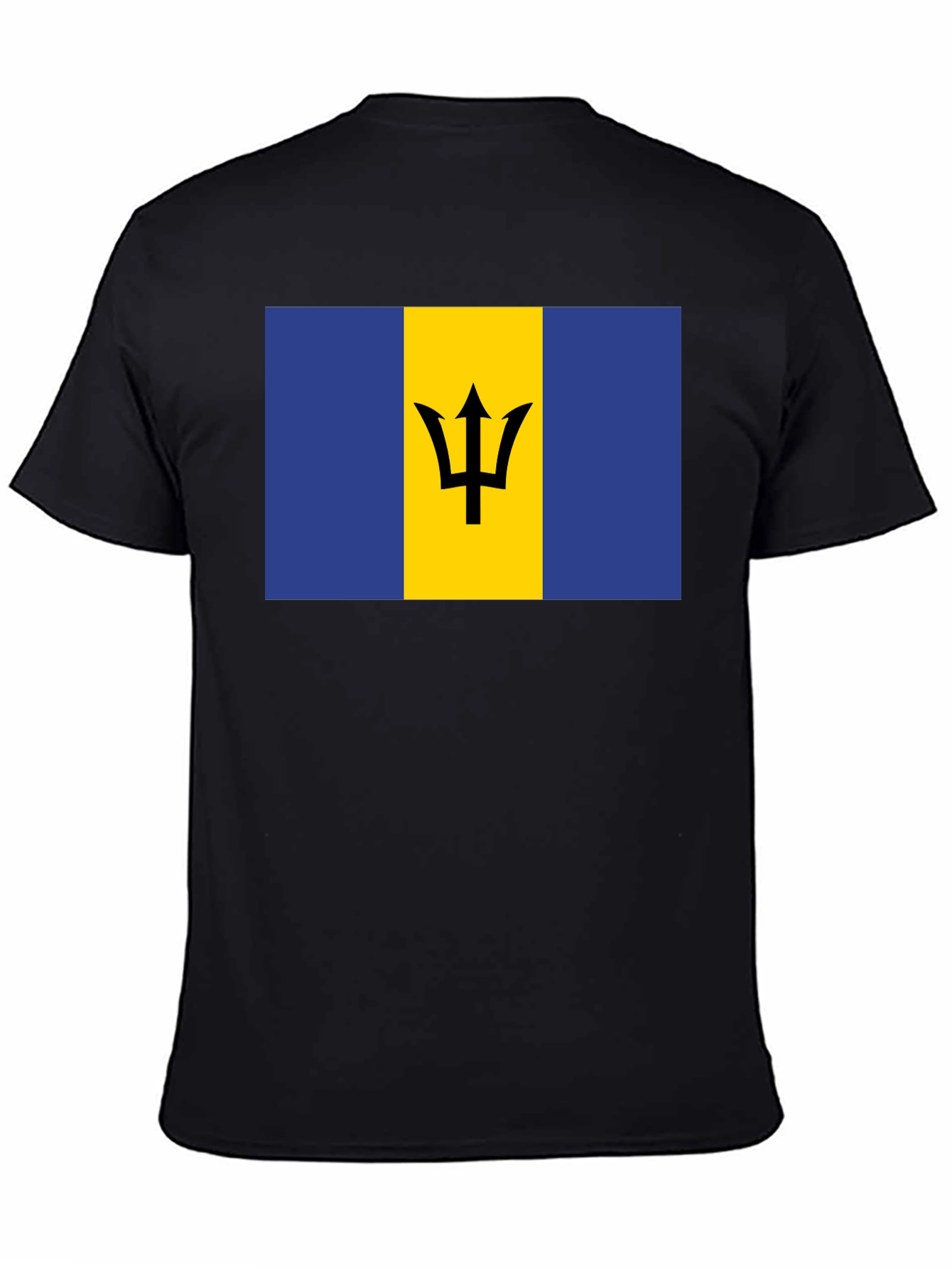 Barbados Flag T-Shirt - Black Crew Neck Tee