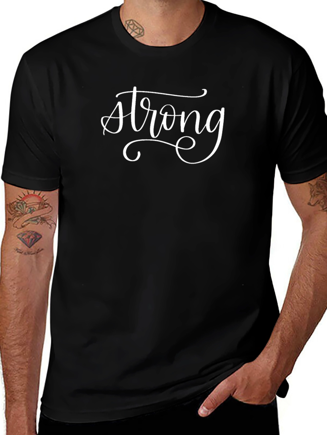 Strong Script Black T-Shirt for Men