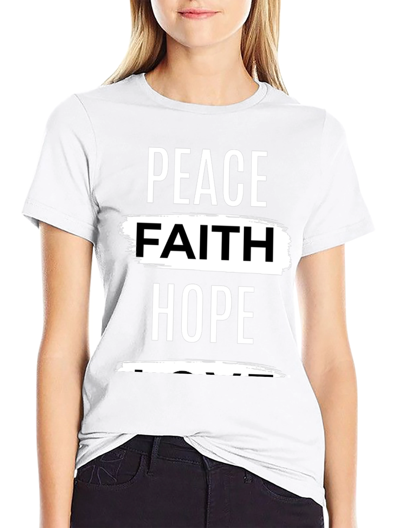 Peace Faith Hope Graphic Tee - Black