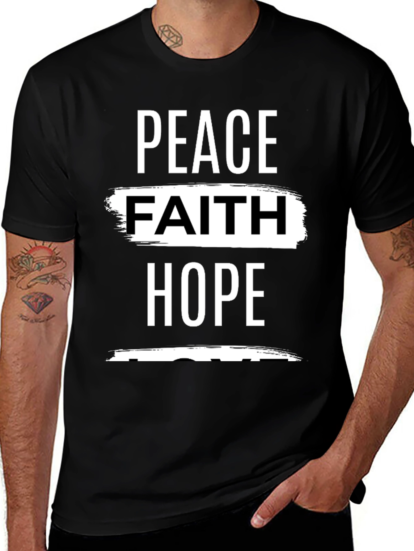 Peace Faith Hope Graphic Tee - Black