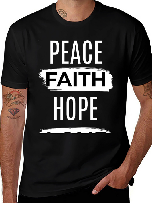 Peace Faith Hope Graphic Tee - Black