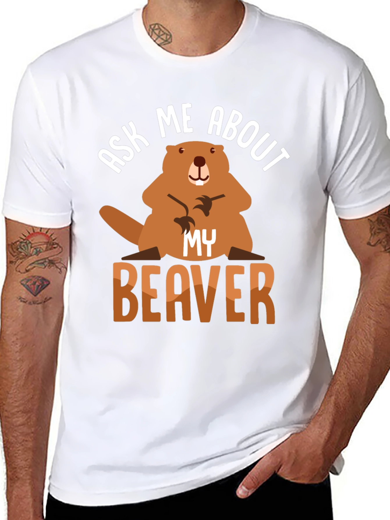 Ask Me About My Beaver T-Shirt Funny Animal Tee