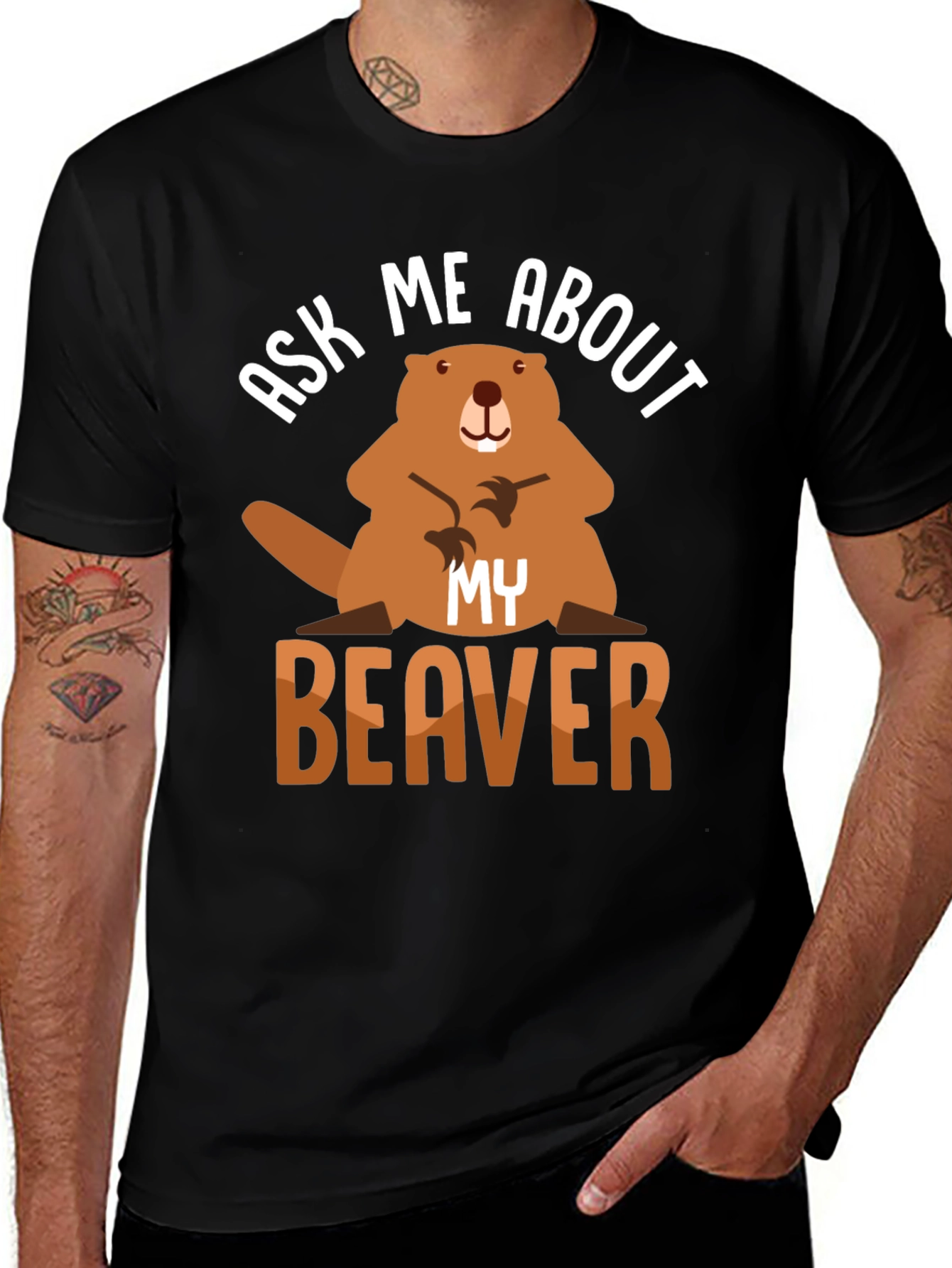 Ask Me About My Beaver T-Shirt Funny Animal Tee