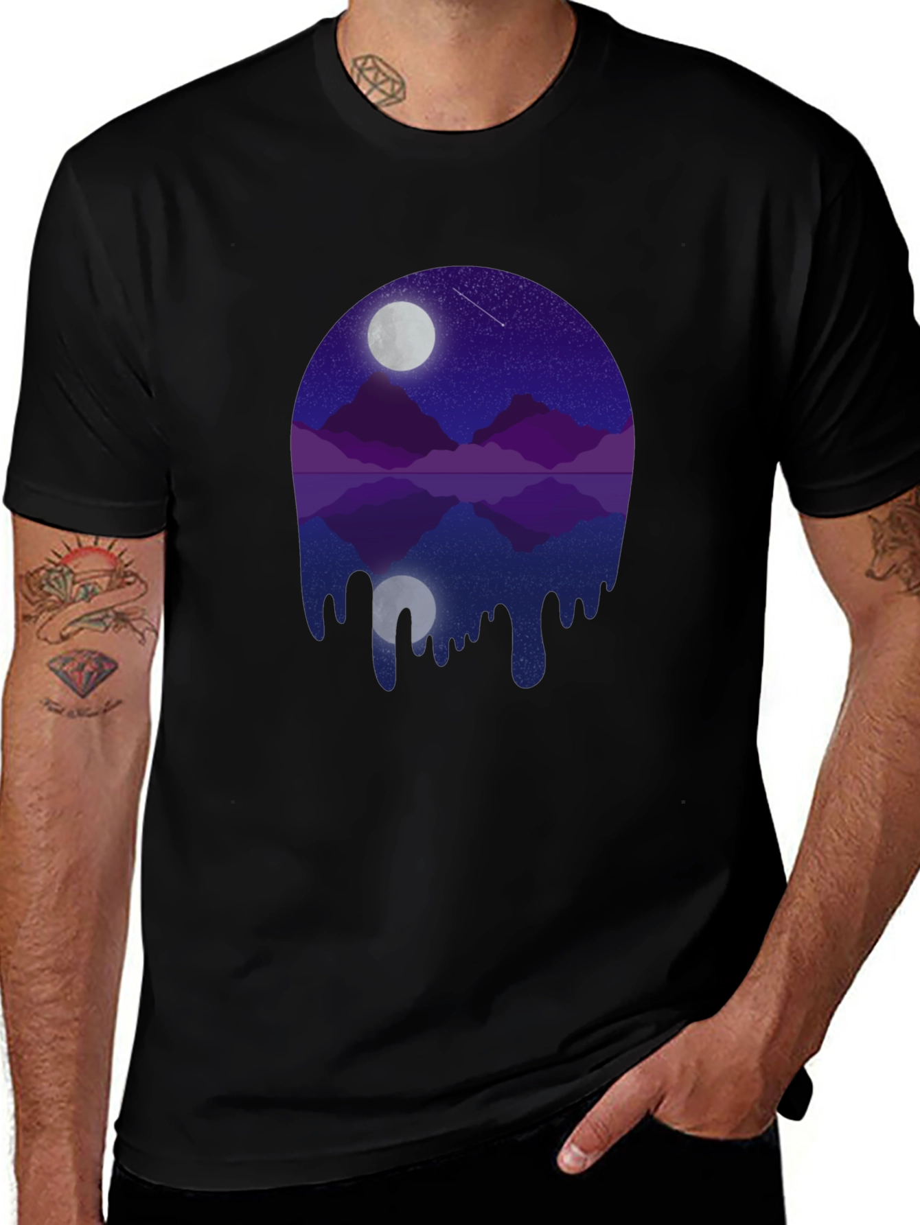 Night Mountain Dripping Graphic Tee