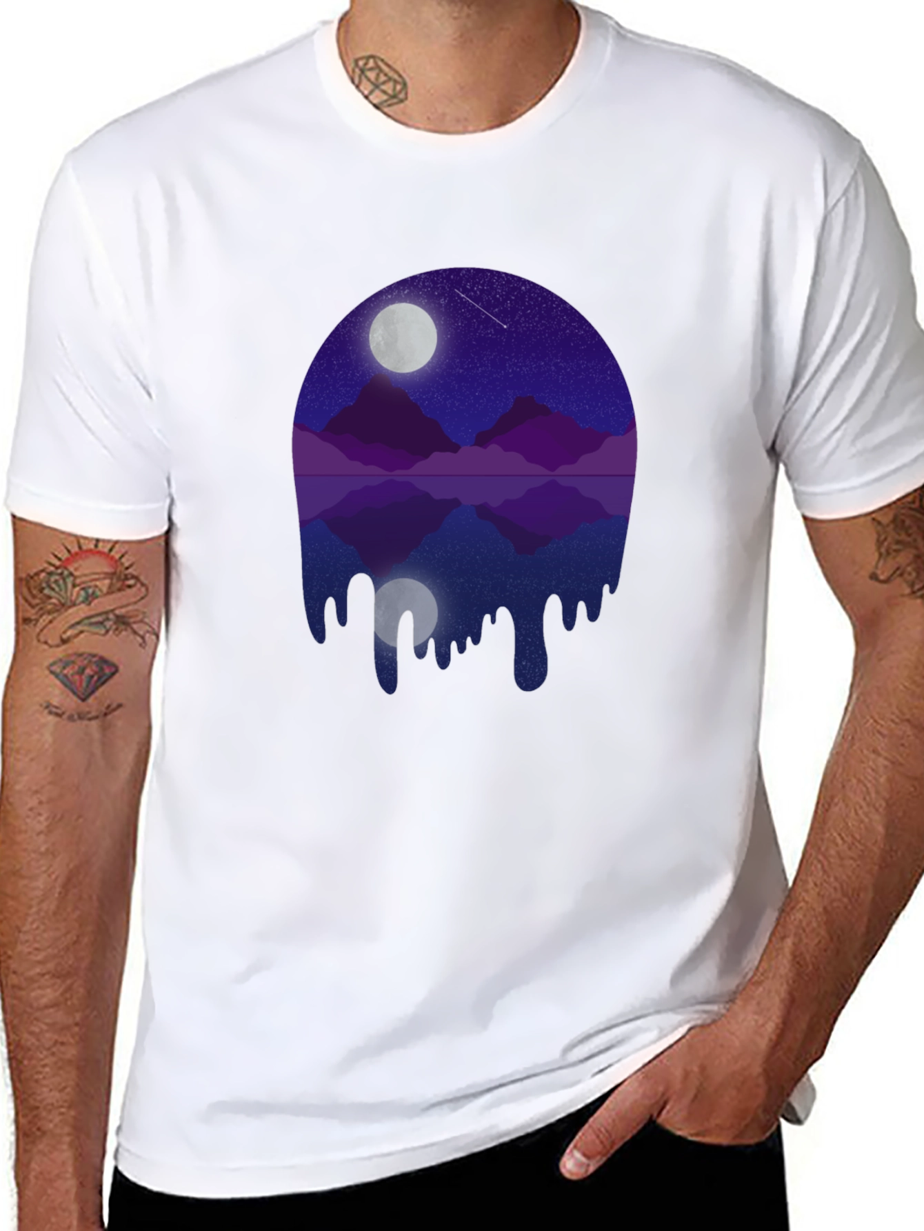 Night Mountain Dripping Graphic Tee