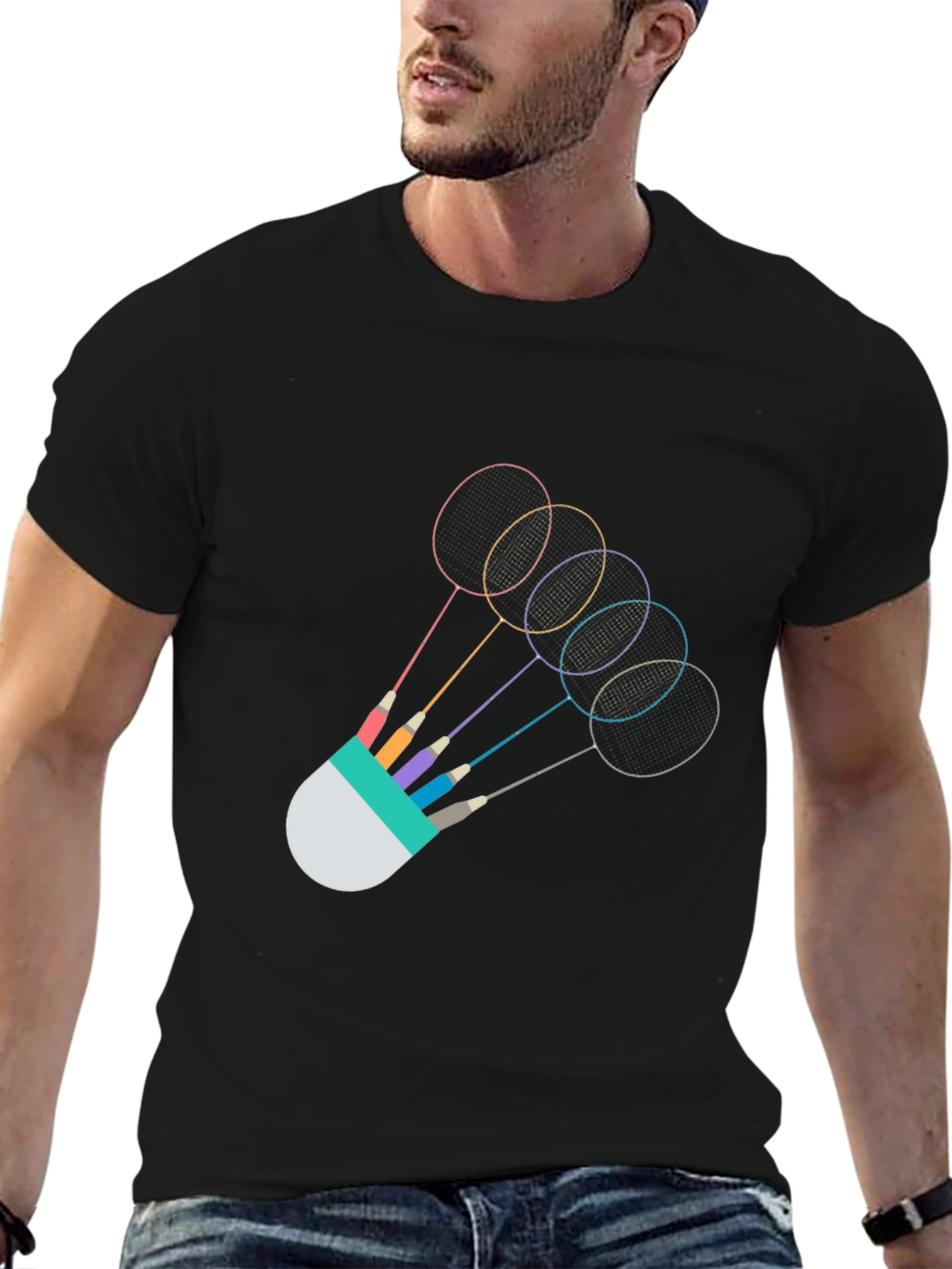 Badminton Rackets Graphic Tee - Unique Sportswear
