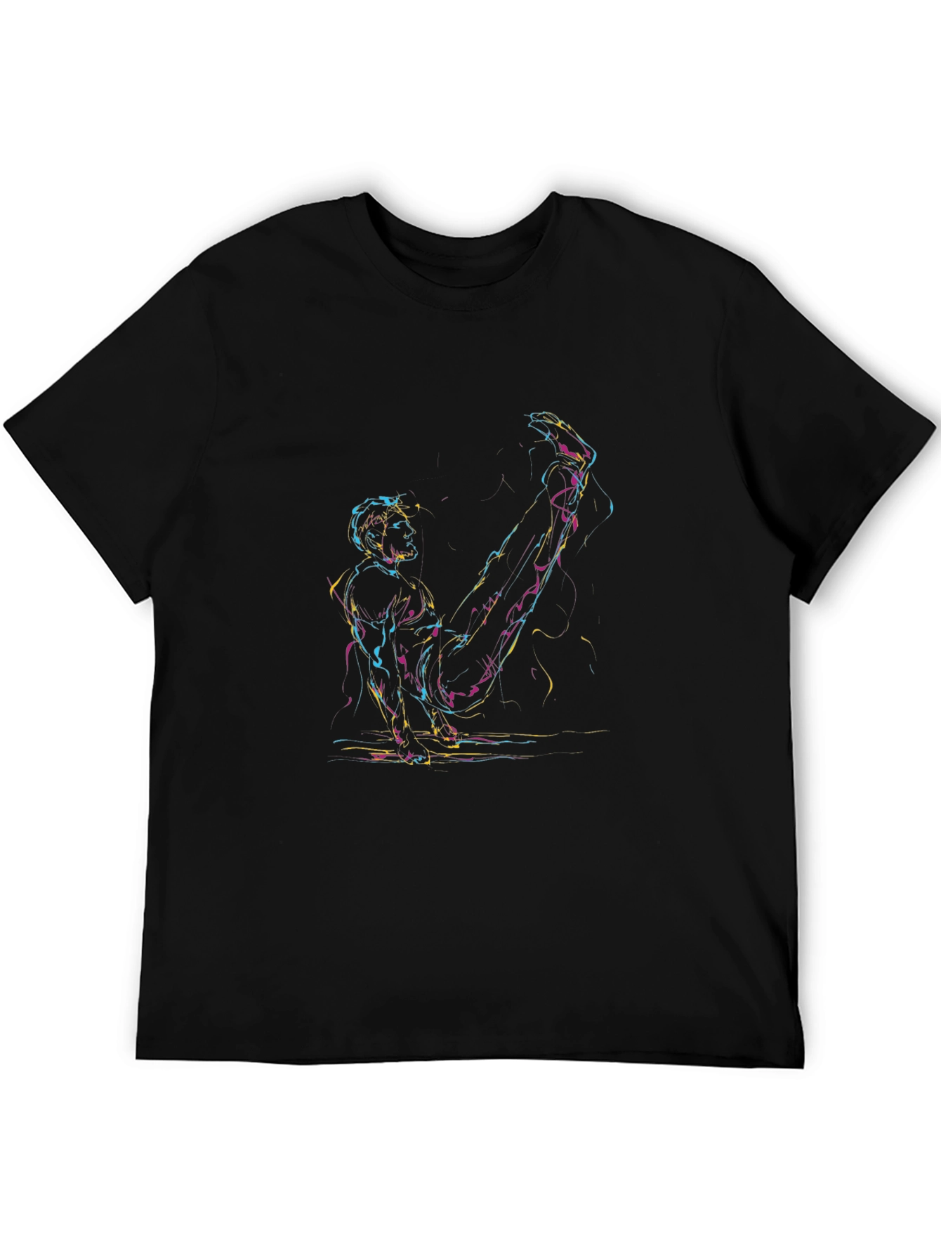 Abstract Athlete Graphic T-Shirt - Black