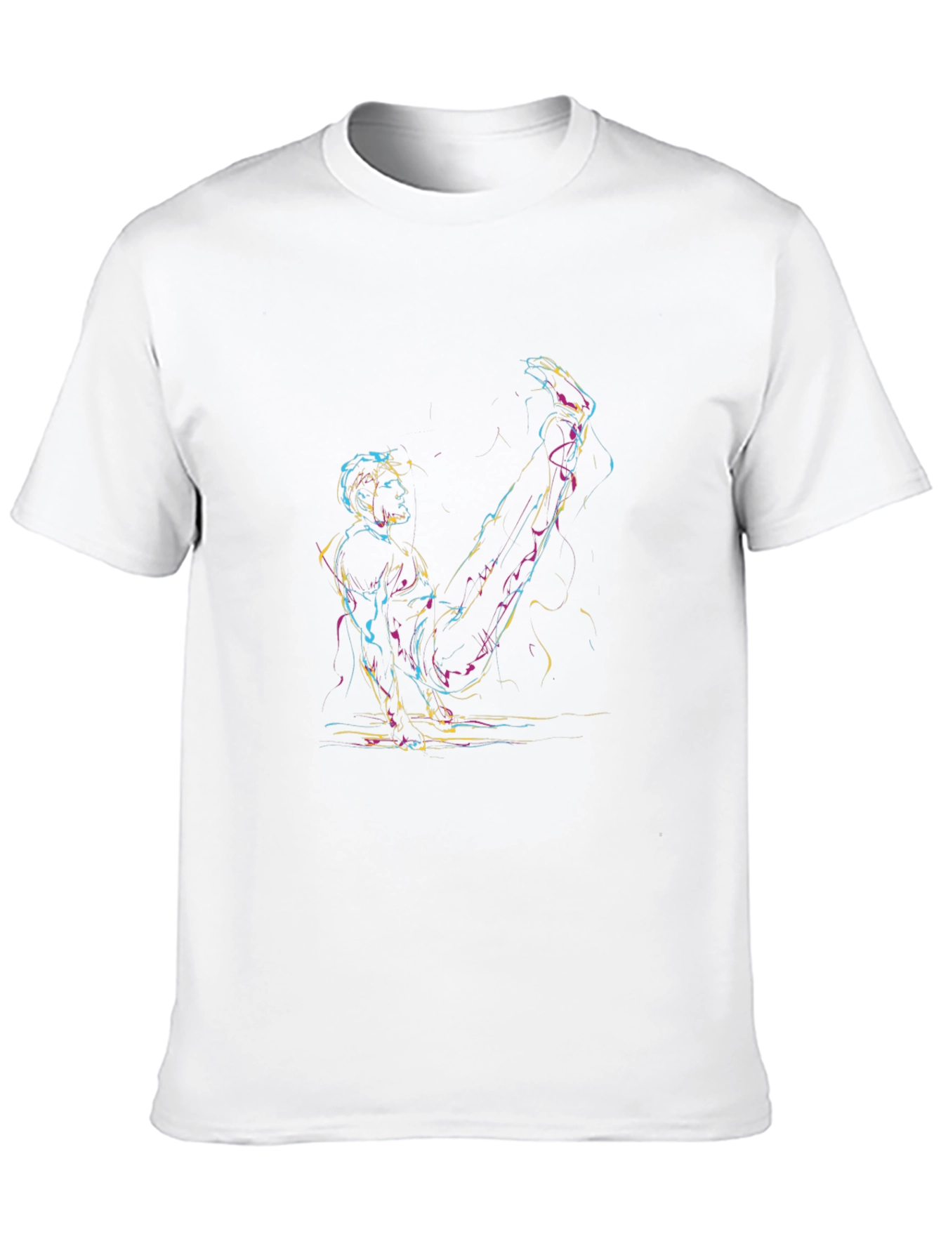 Abstract Athlete Graphic T-Shirt - Black
