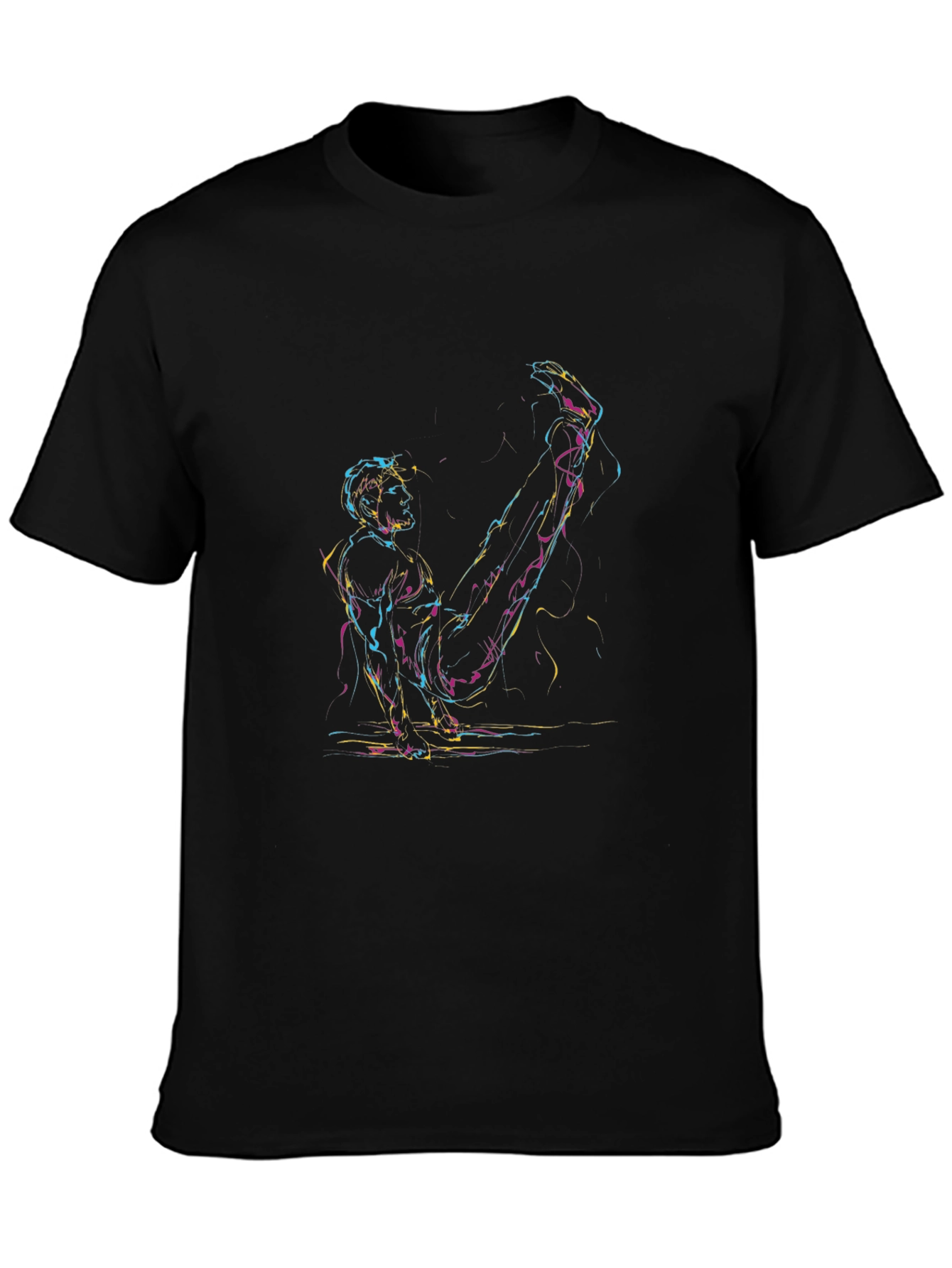 Abstract Athlete Graphic T-Shirt - Black
