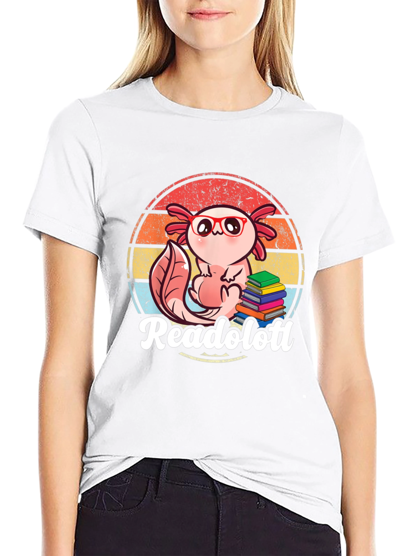 Readolotl Axolotl Reading Book T-Shirt