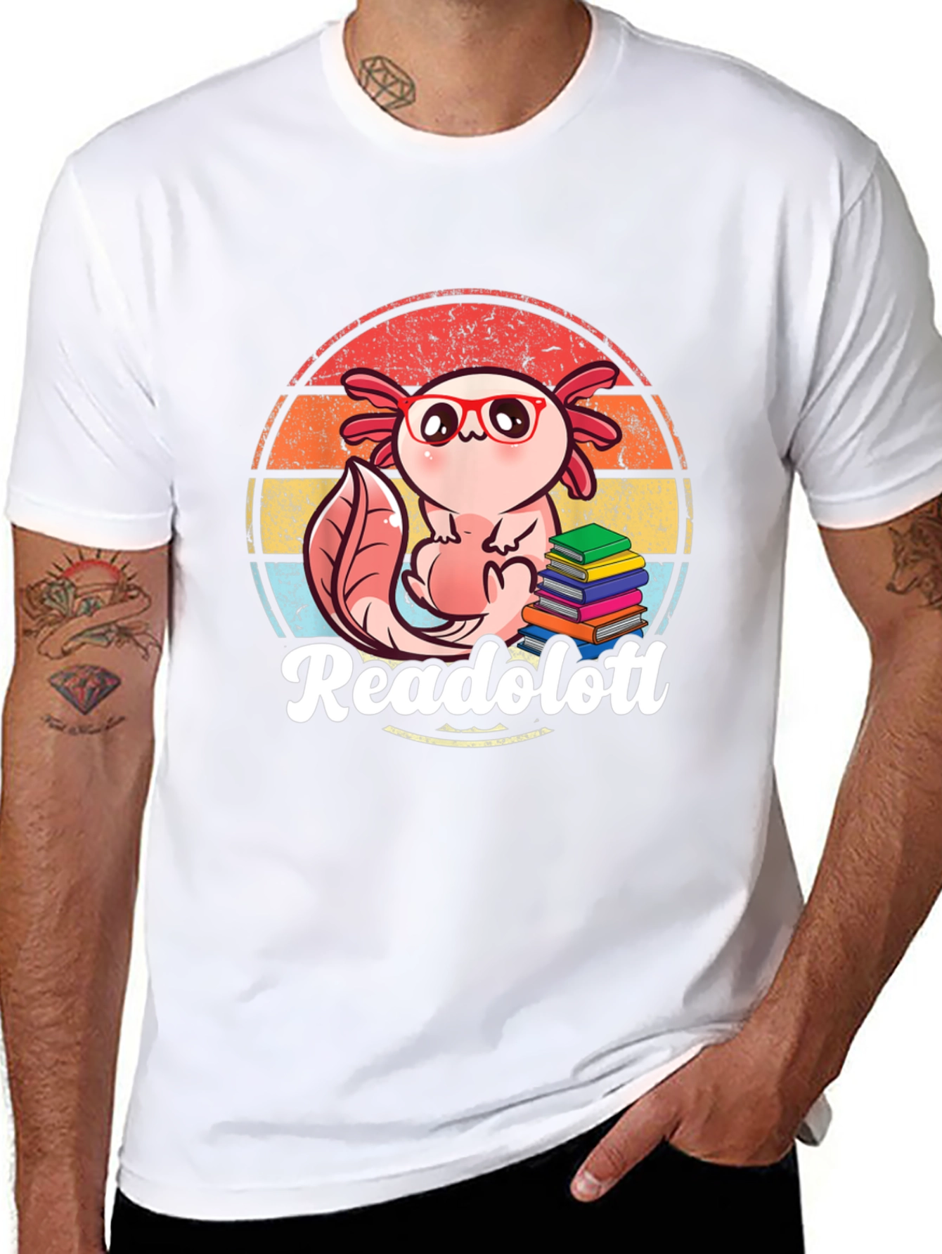 Readolotl Axolotl Reading Book T-Shirt