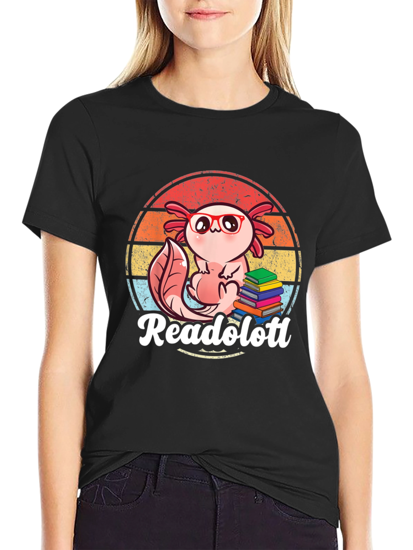 Readolotl Axolotl Reading Book T-Shirt