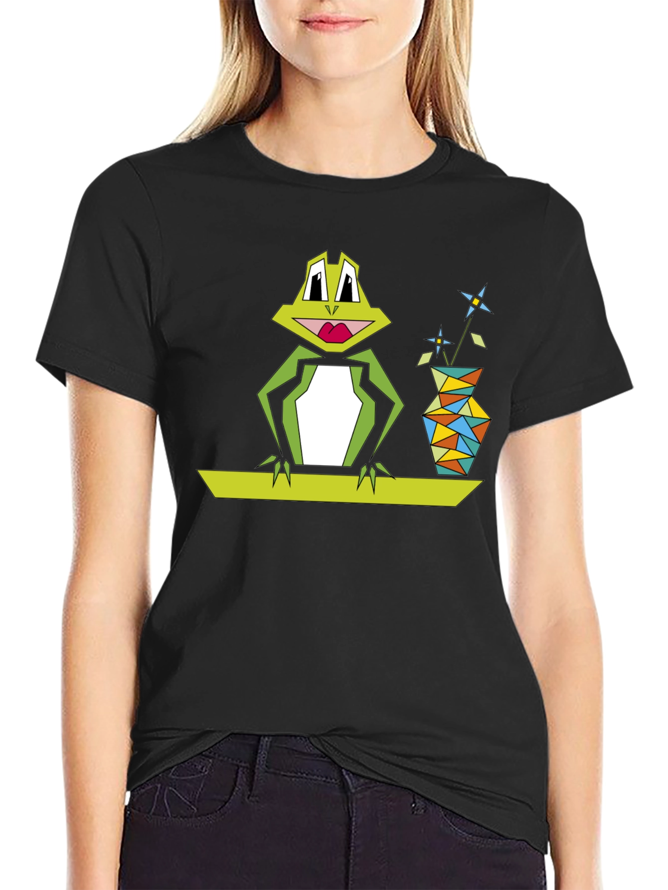 Geometric Frog Tee - Quirky Graphic Design