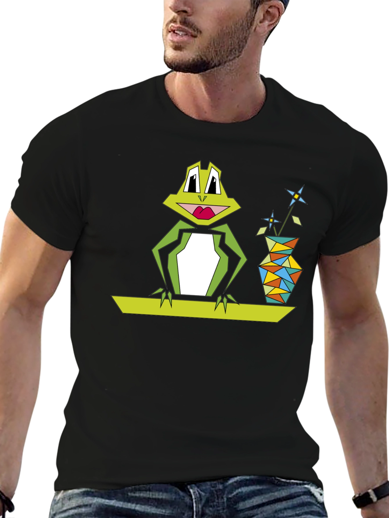 Geometric Frog Tee - Quirky Graphic Design