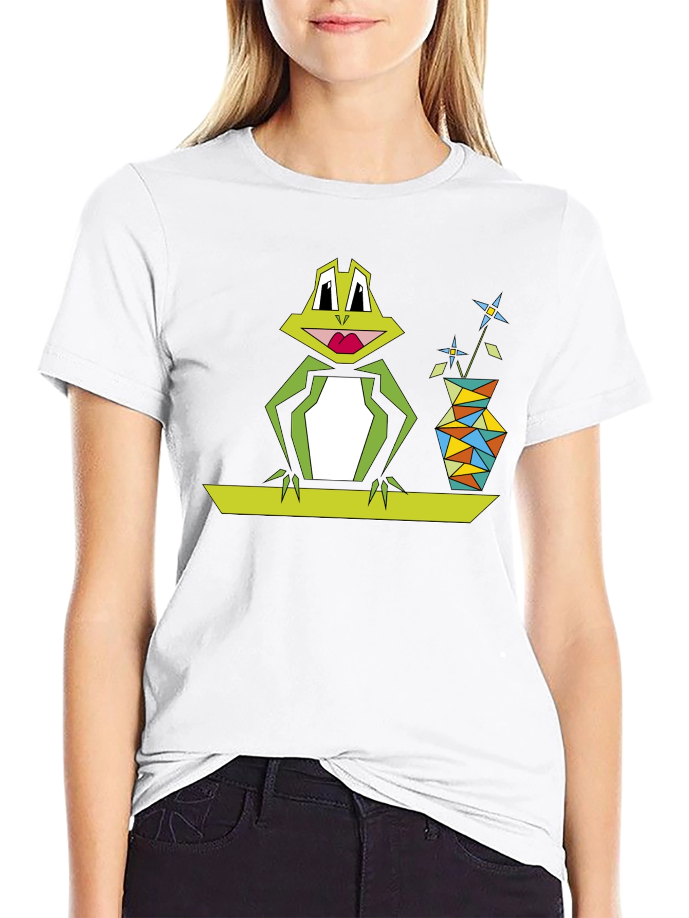 Geometric Frog Tee - Quirky Graphic Design