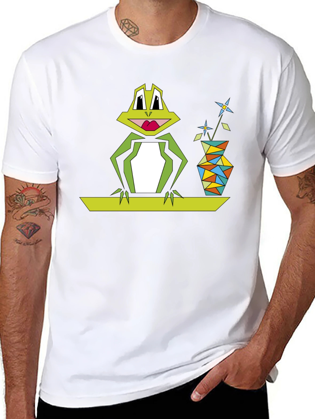 Geometric Frog Tee - Quirky Graphic Design