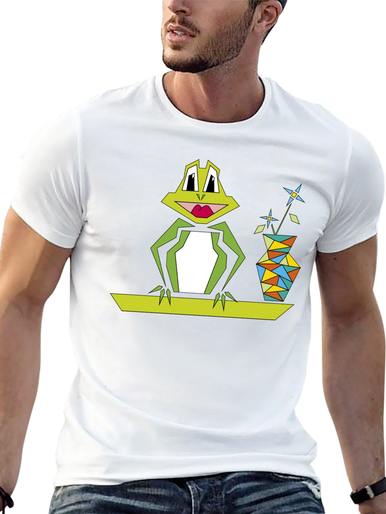 Geometric Frog Tee - Quirky Graphic Design