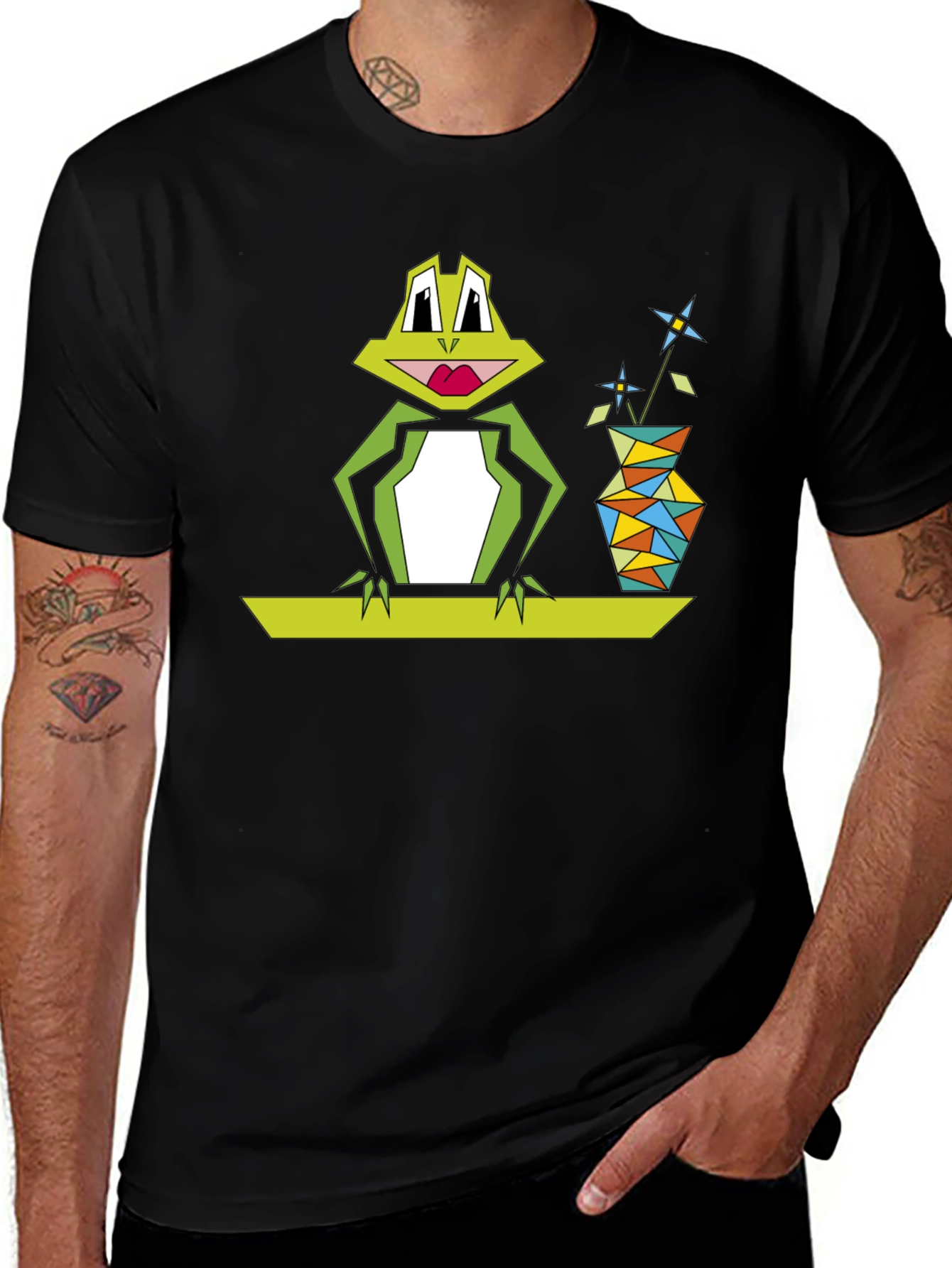 Geometric Frog Tee - Quirky Graphic Design
