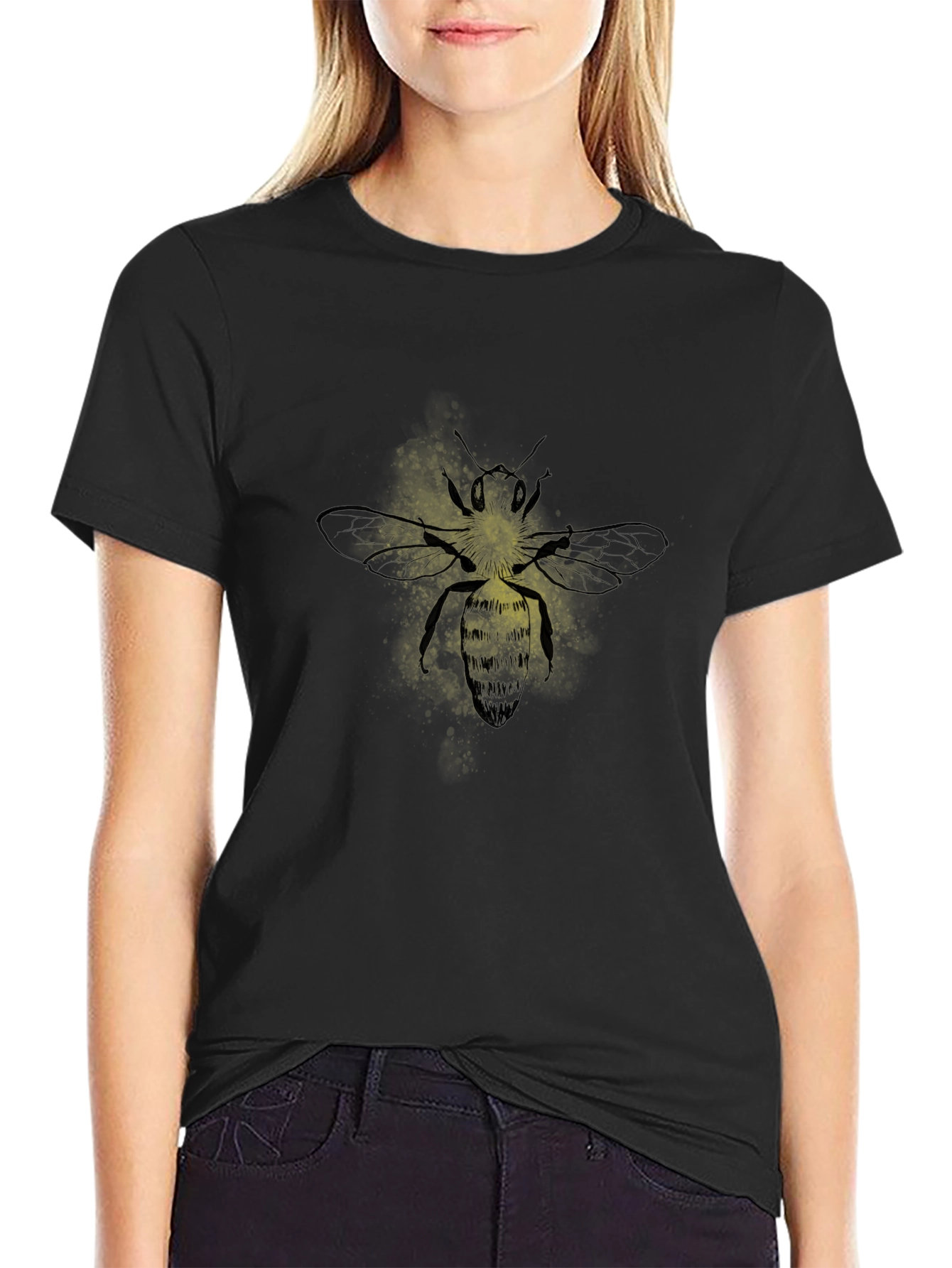 Mens Black Bee Graphic T-Shirt