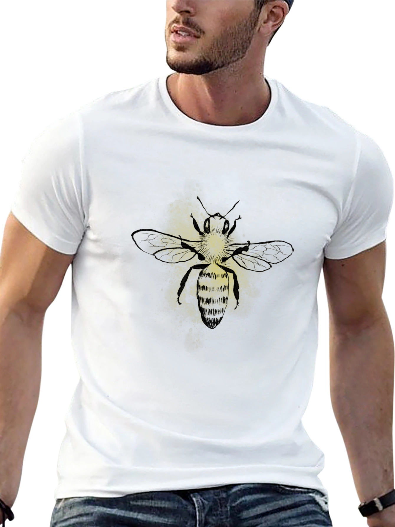 Mens Black Bee Graphic T-Shirt