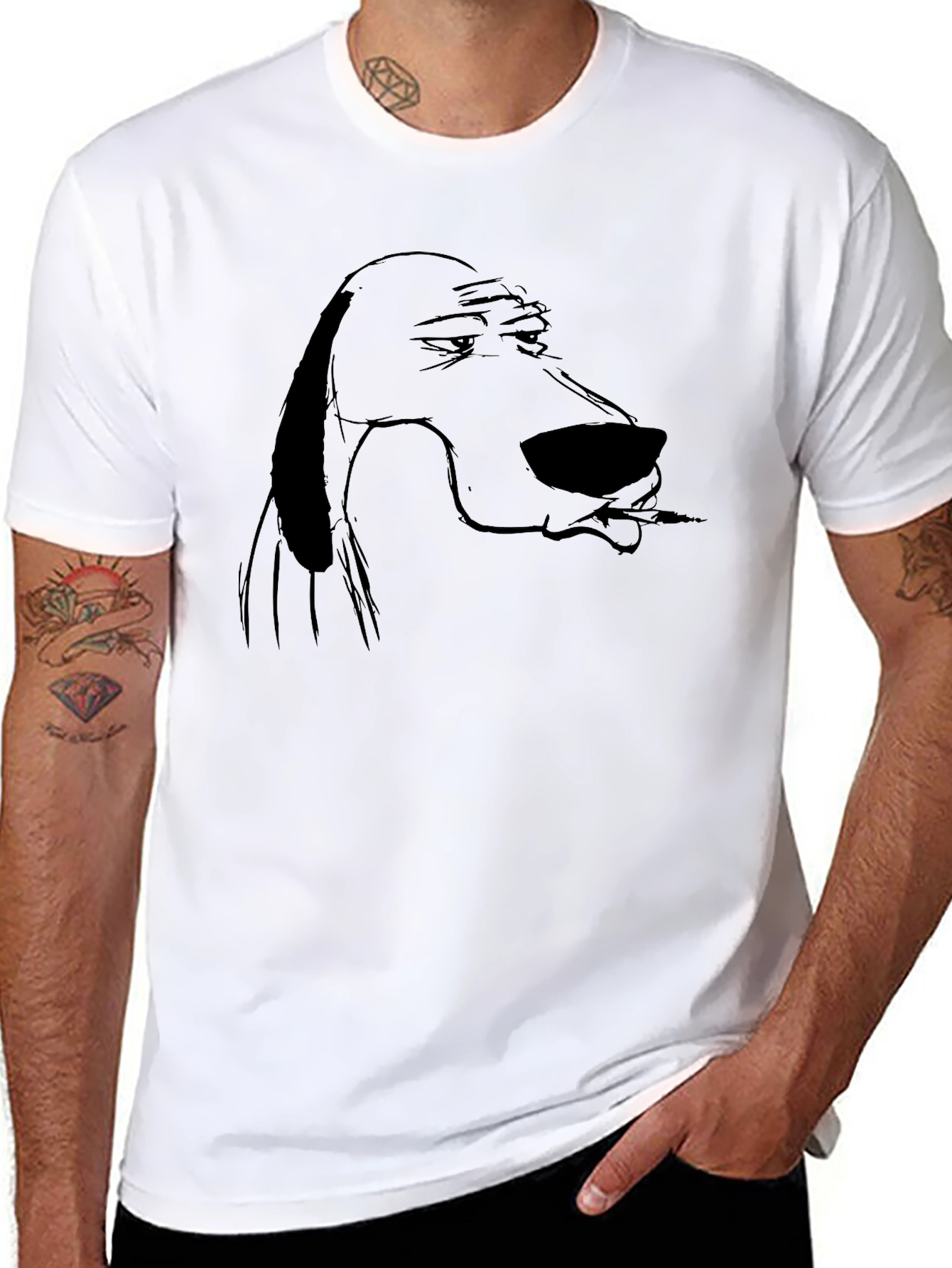 Cool Dog Smoking T-Shirt - Black Graphic Tee