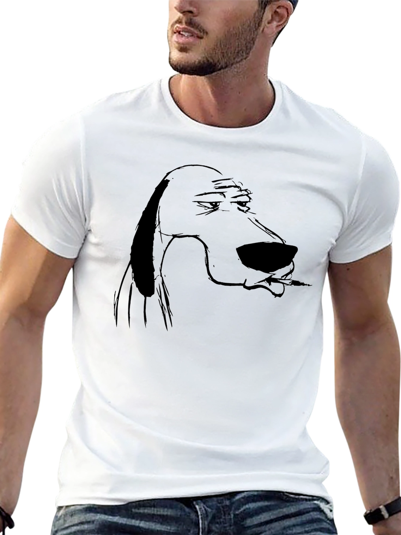 Cool Dog Smoking T-Shirt - Black Graphic Tee