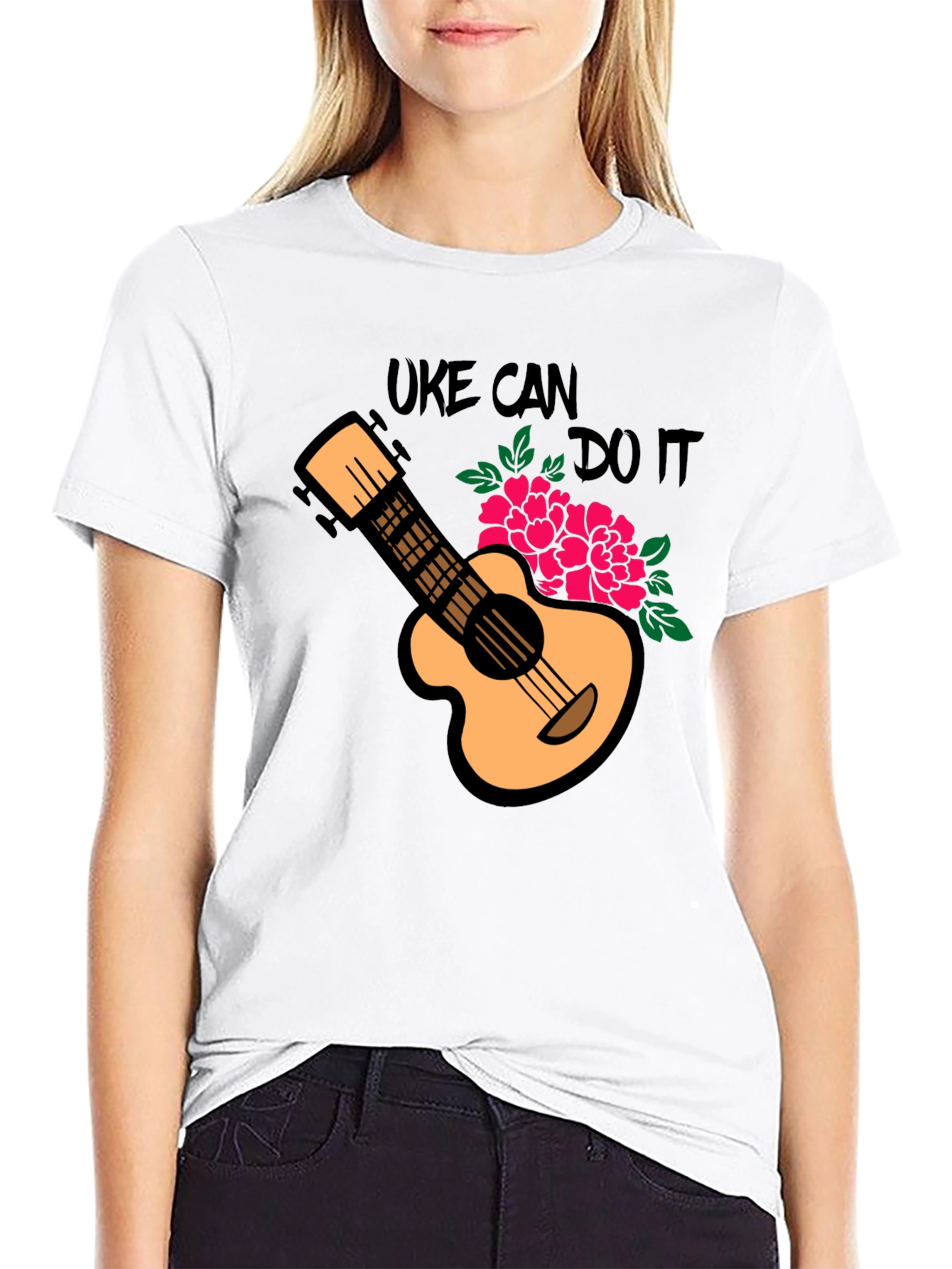 Uke Can Do It Black Graphic Tee