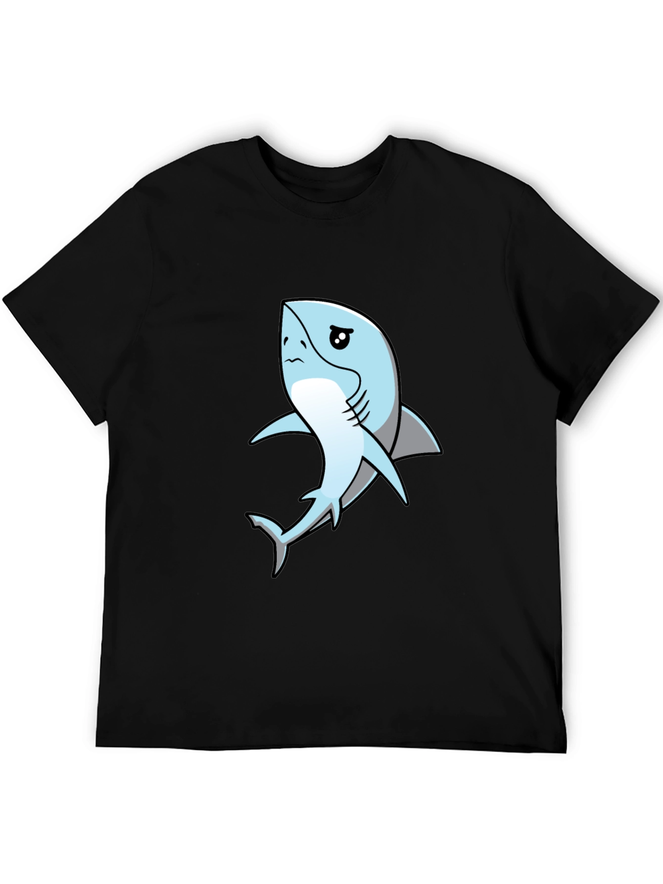Sad Shark Graphic Black T-Shirt