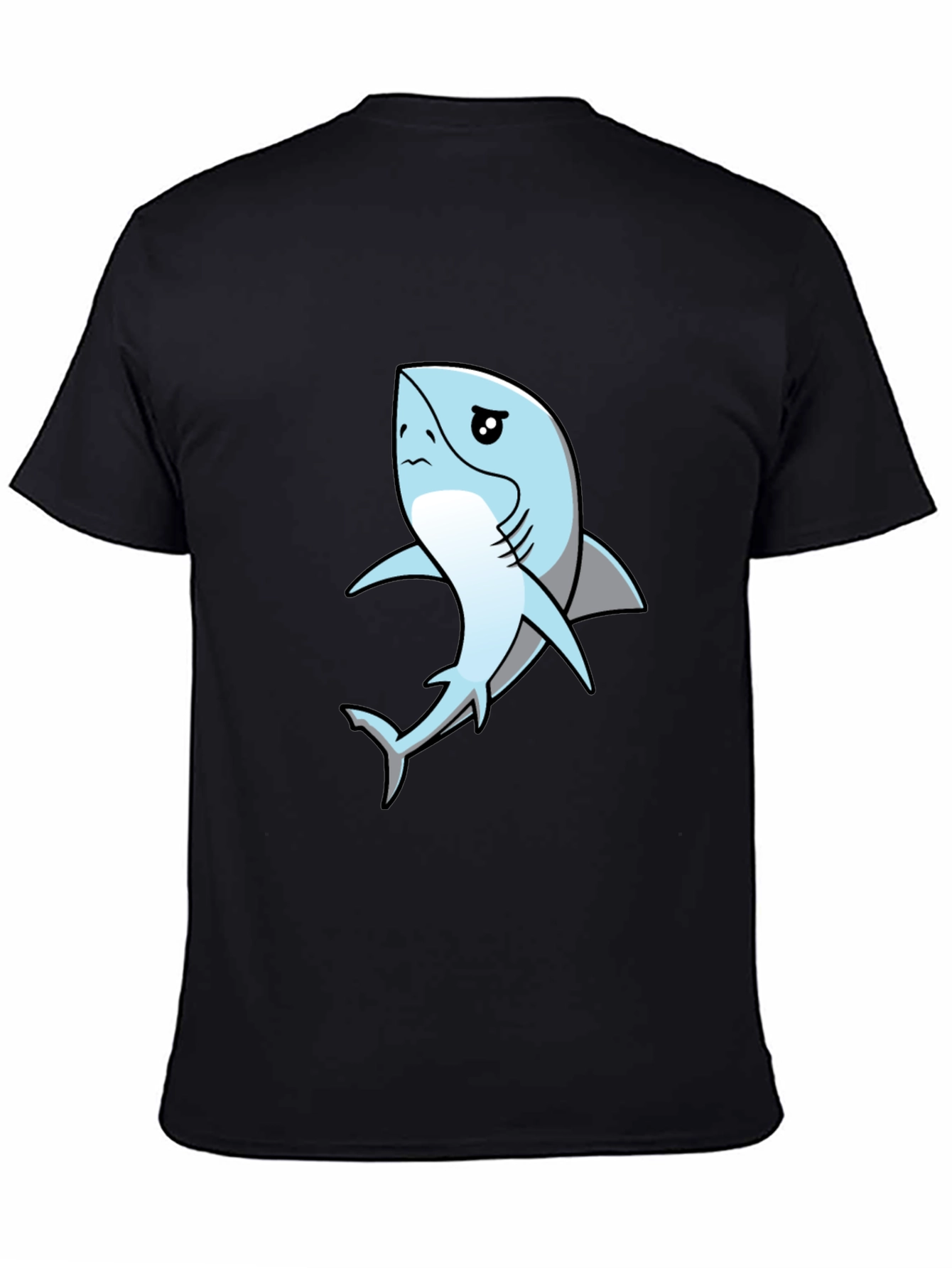 Sad Shark Graphic Black T-Shirt