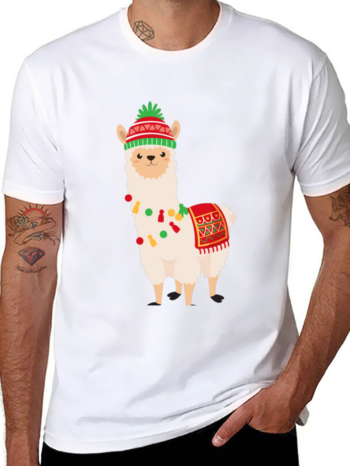 Festive Llama T-Shirt - Holiday Fun!