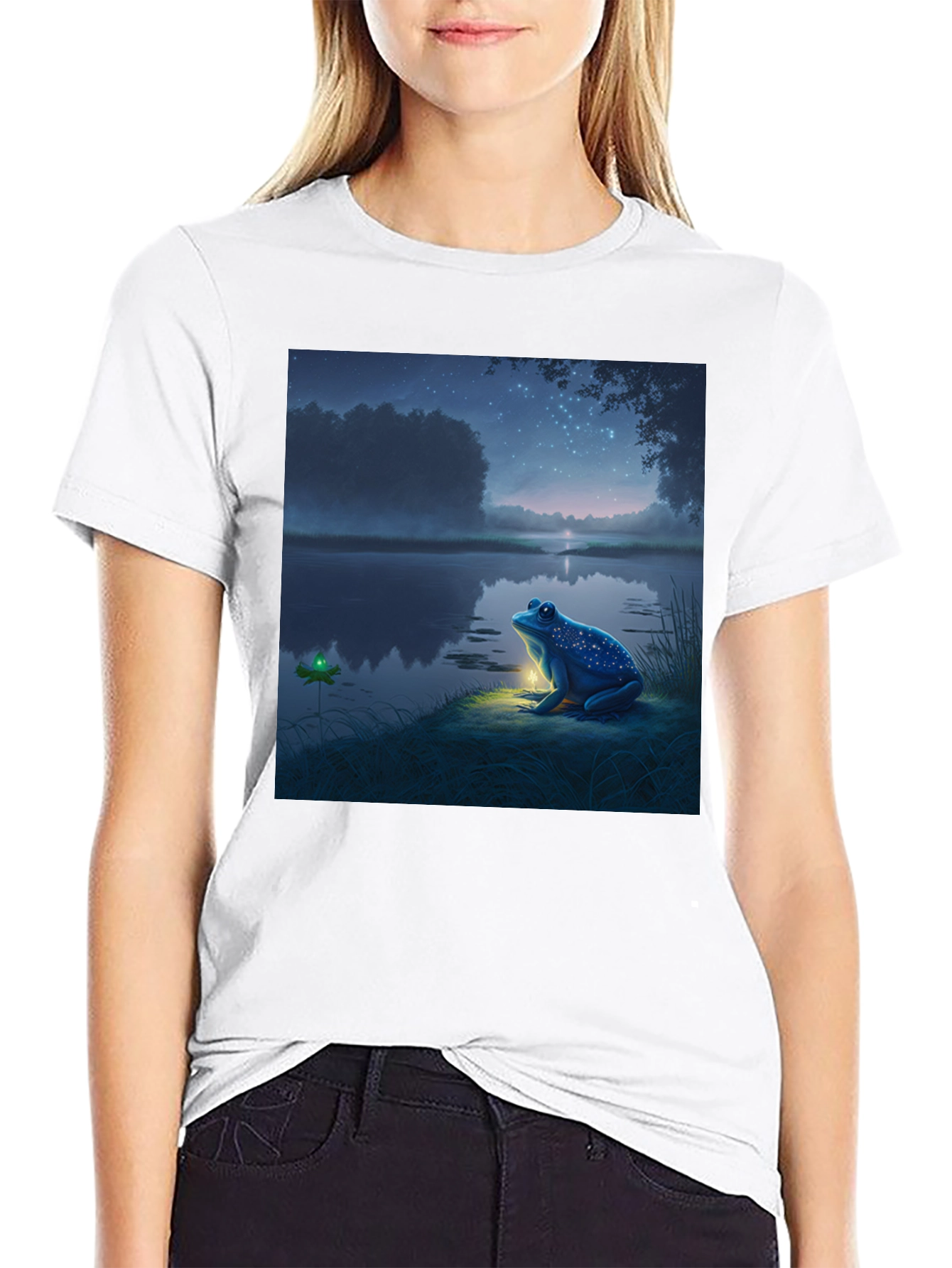 Night Frog Tee - Whimsical Graphic Print