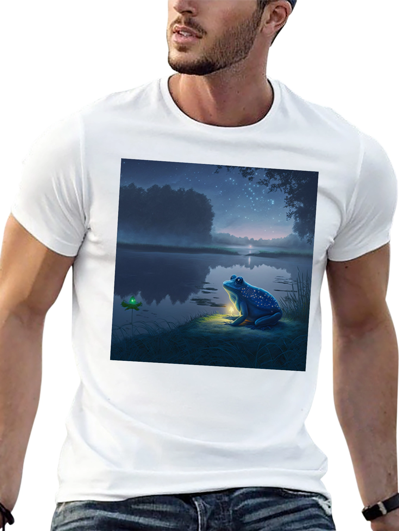 Night Frog Tee - Whimsical Graphic Print