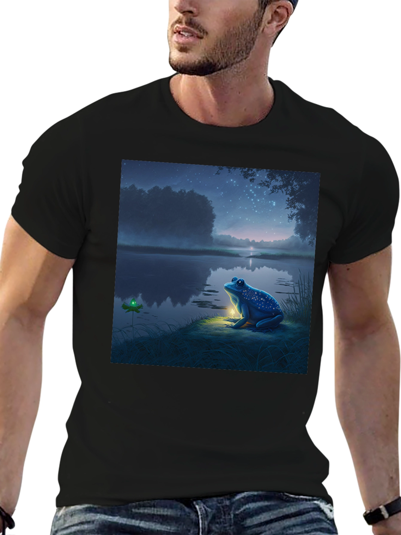 Night Frog Tee - Whimsical Graphic Print