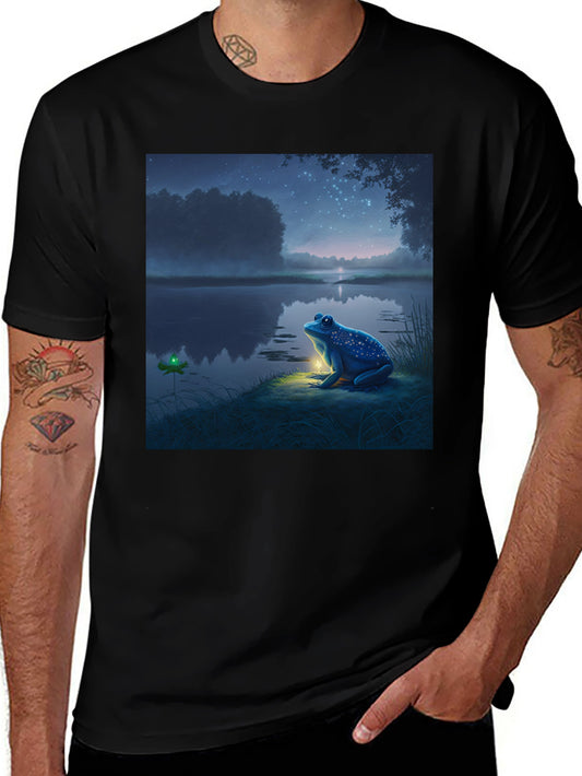 Night Frog Tee - Whimsical Graphic Print